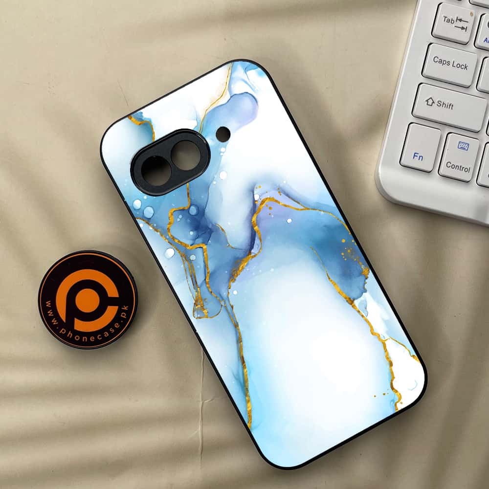 Google Pixel 9a - Blue Marble Series - Premium Metal Printed soft Bumper Shock Proof Case