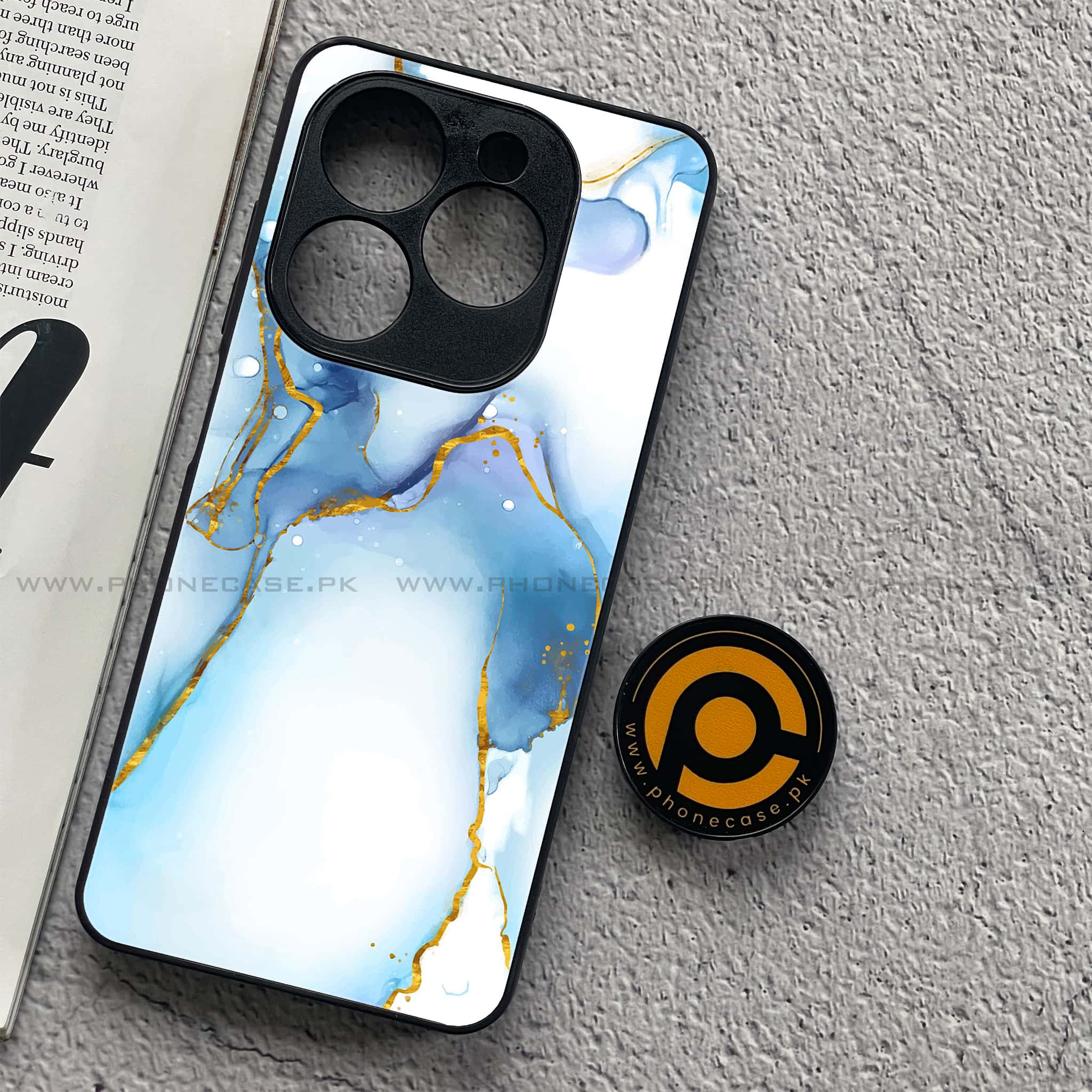 Infinix Smart 8 Pro - Blue Marble Series V 2.0 - Premium Metal Printed soft Bumper shock Proof Case