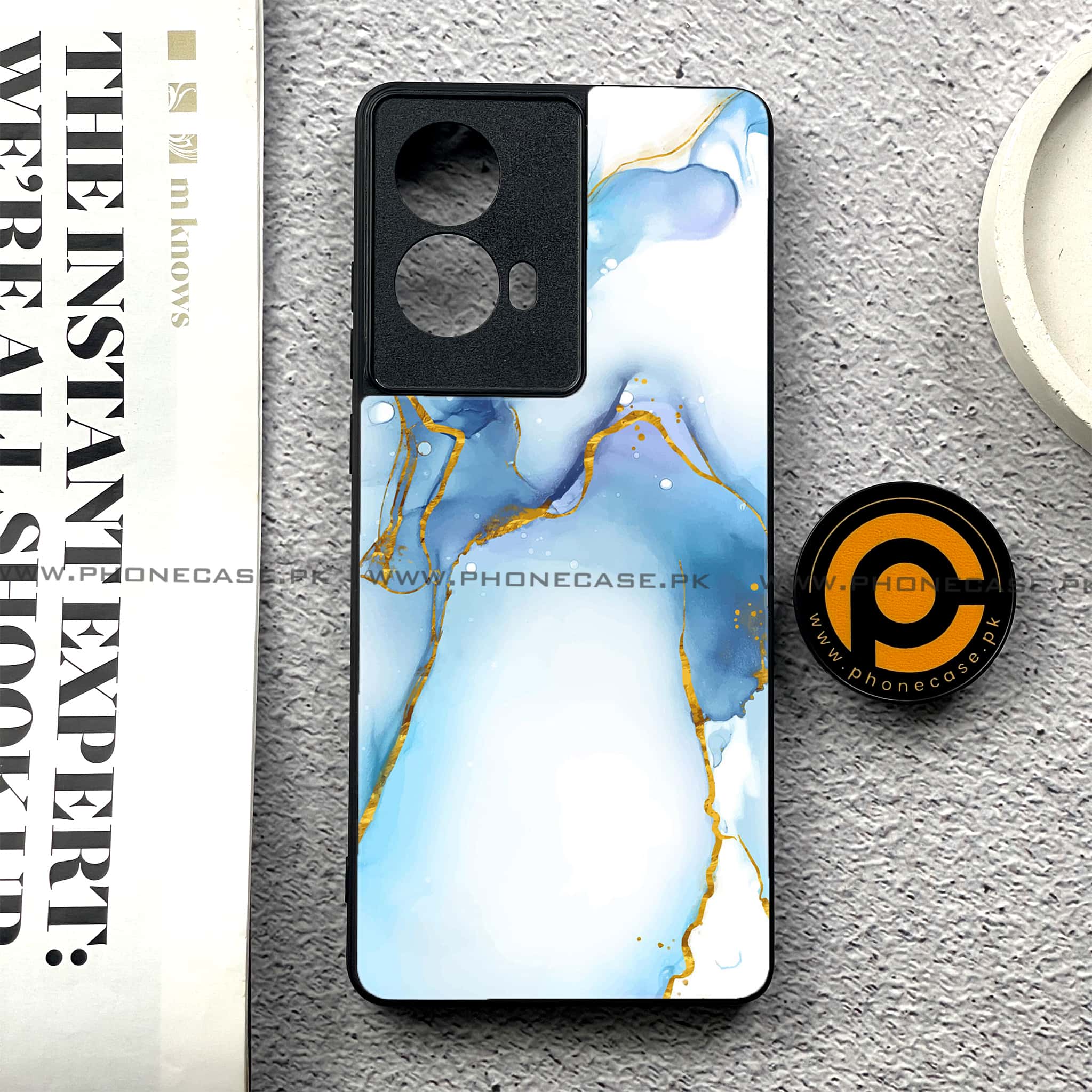 Moto G85 - Blue Marble 2.0 Series - Premium Printed Glass soft Bumper shock Proof Case