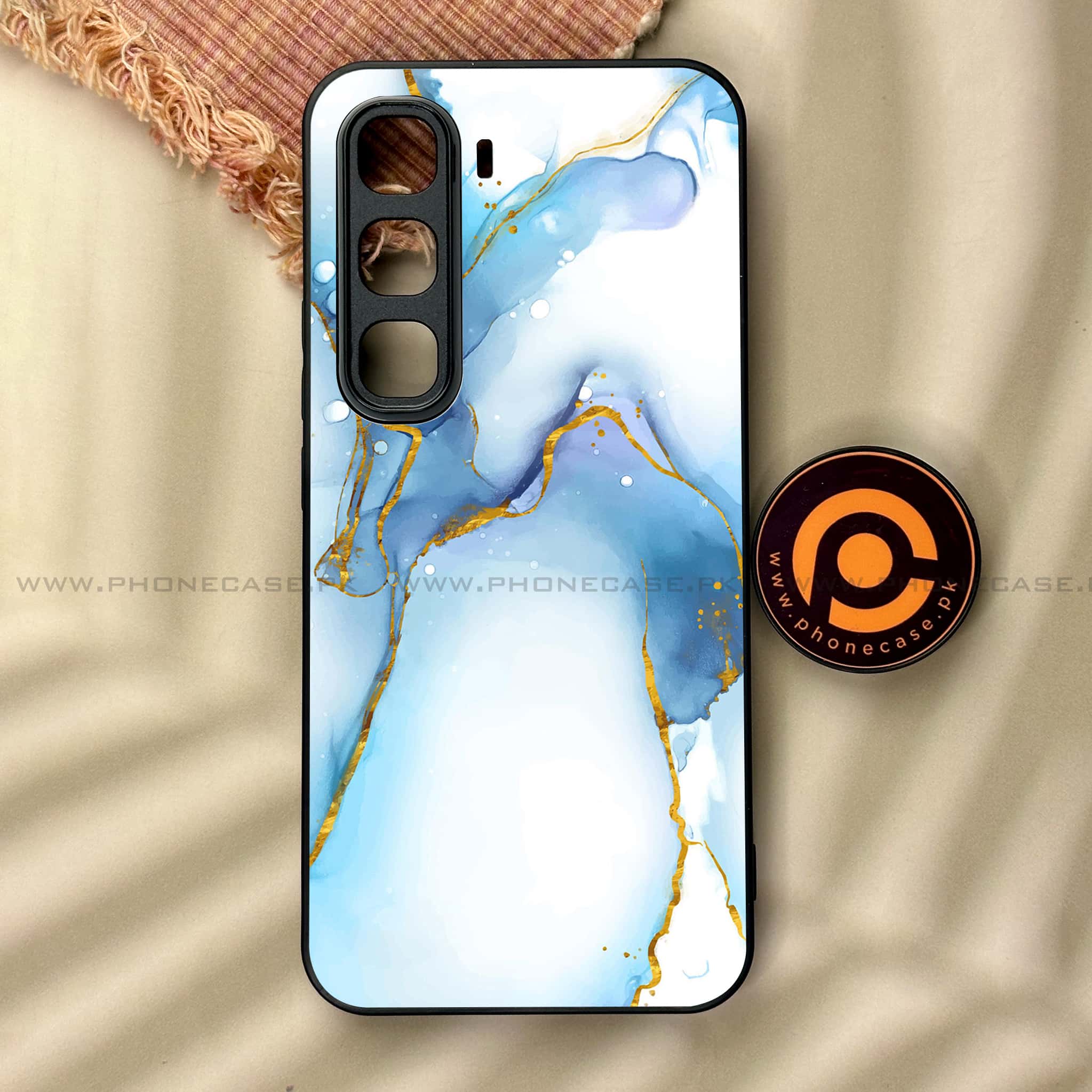 Infinix Hot 60 Pro - Blue Marble 2.0 Series - Premium Metal Printed soft Bumper shock Proof Case