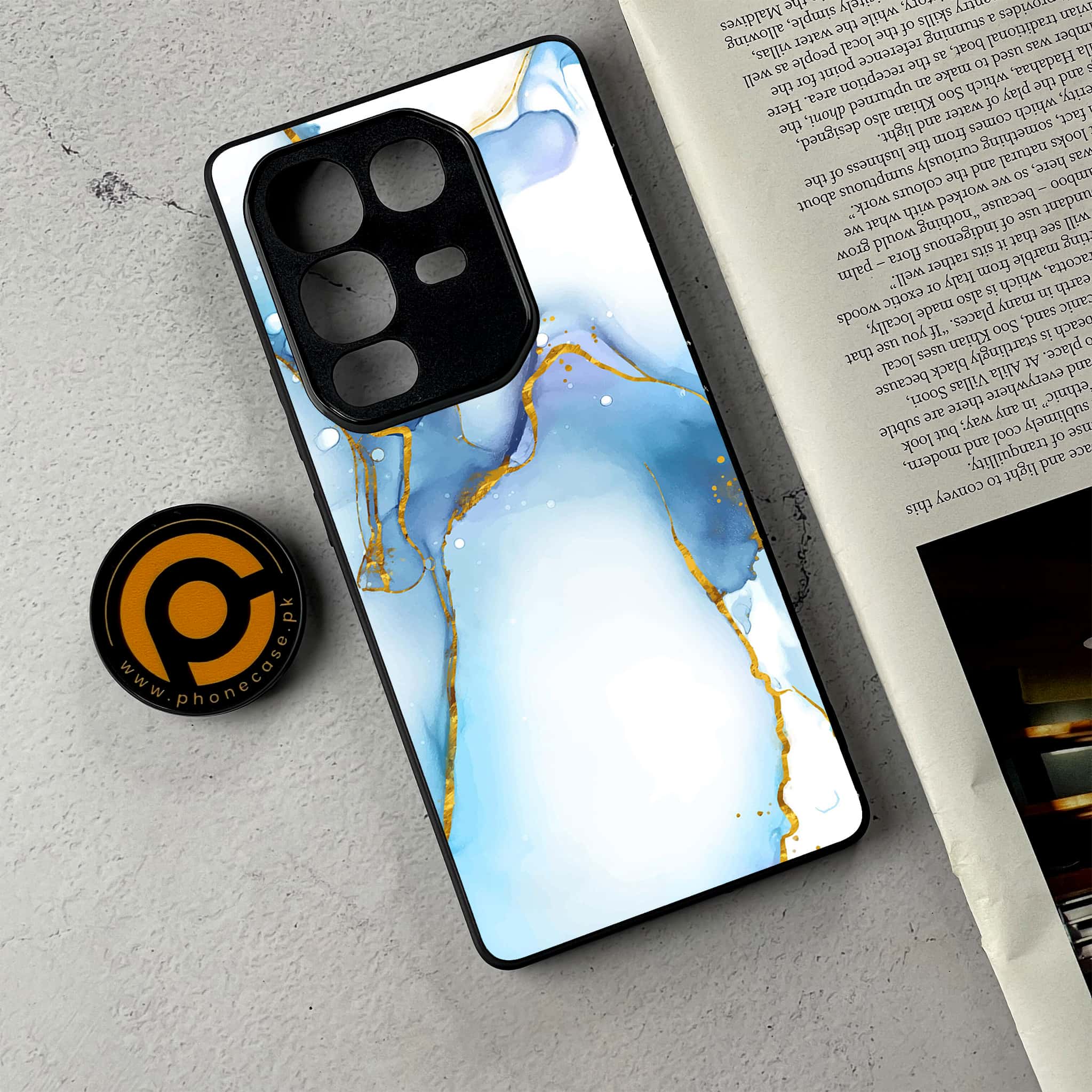 Infinix Note 50 Pro Plus - Blue Marble 2.0 Series - Premium Metal Printed Soft Bumper Shockproof Case