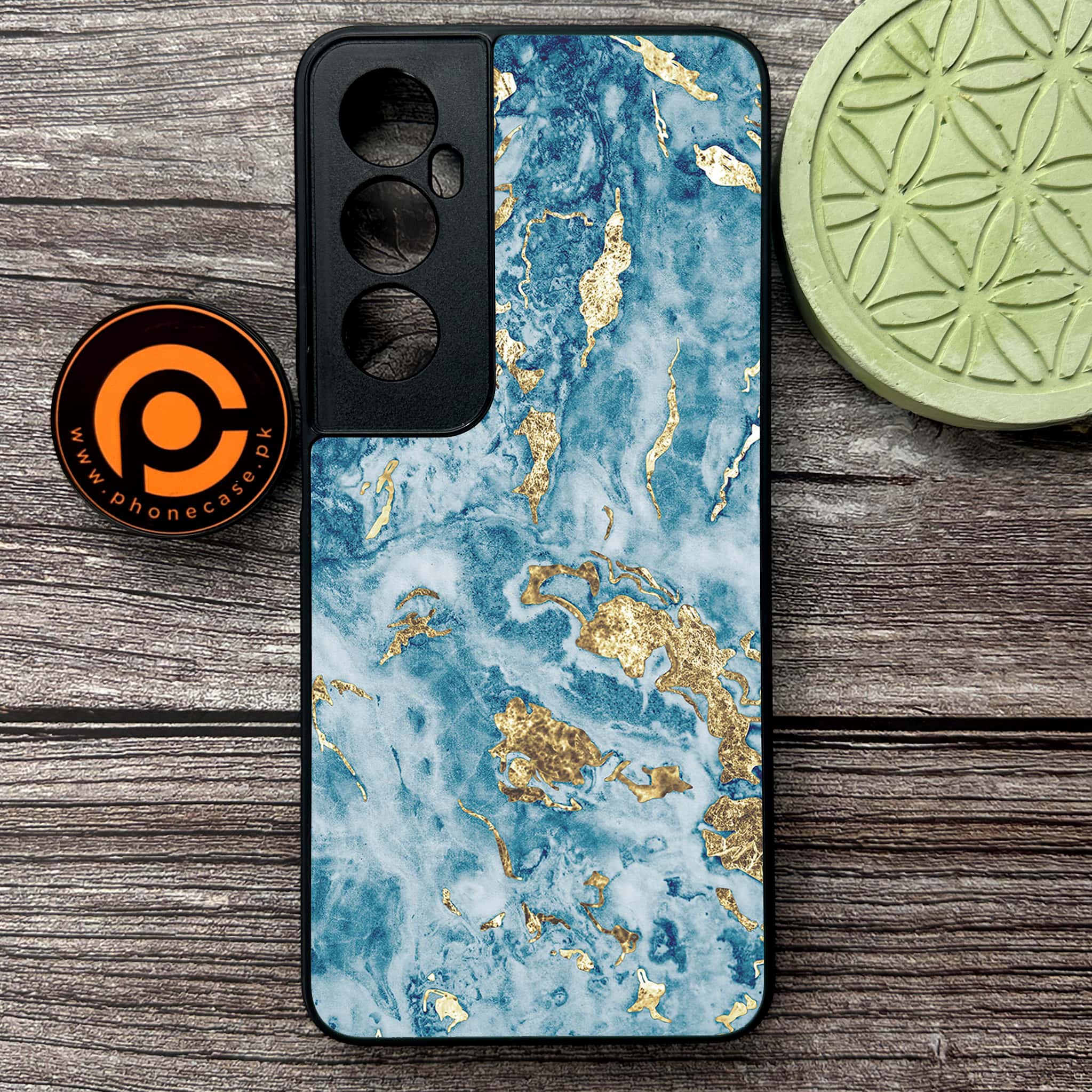 Realme C65  - Blue Marble 2.0 Series - Premium Metal Printed soft Bumper shock Proof Case