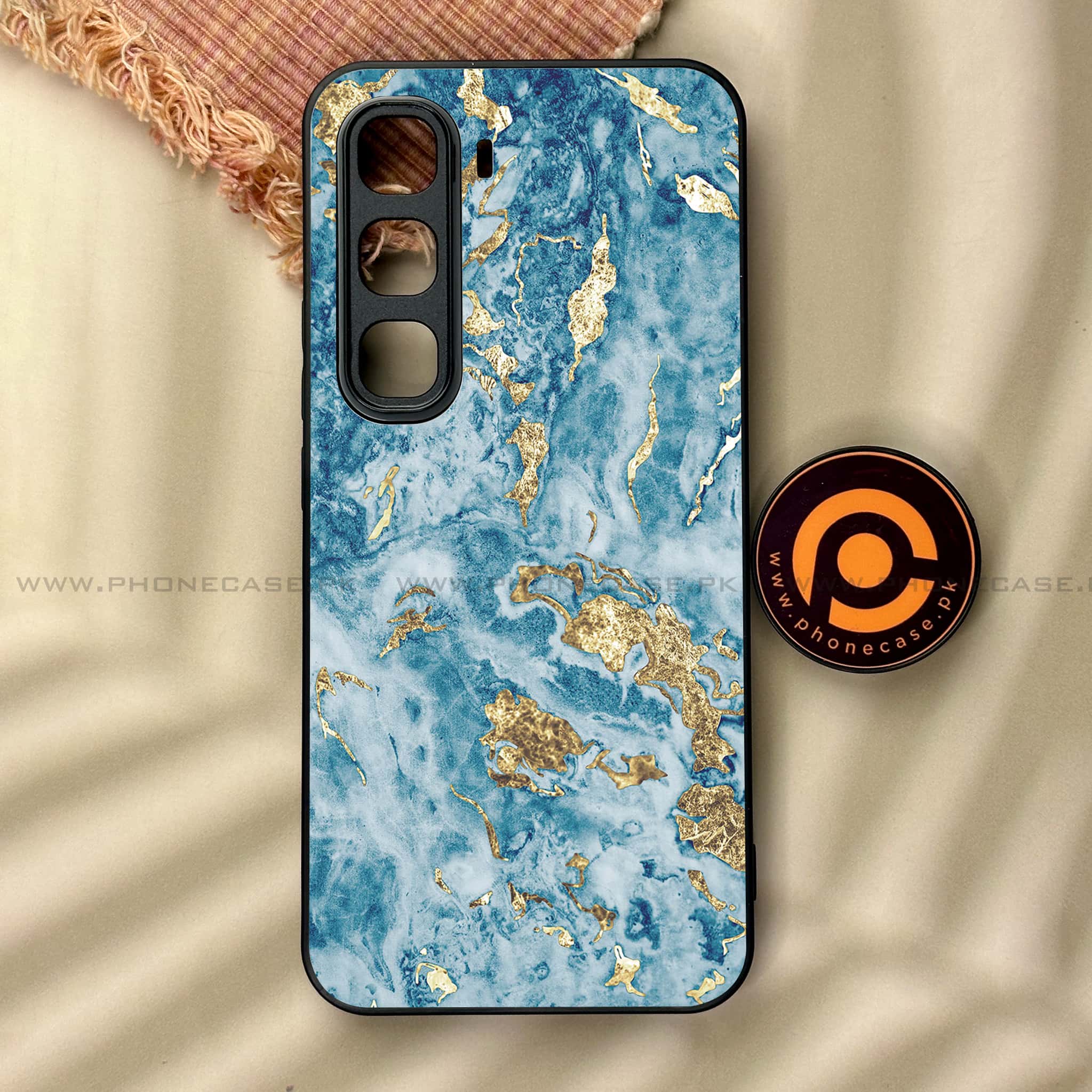 Infinix Hot 60 Pro - Blue Marble 2.0 Series - Premium Metal Printed soft Bumper shock Proof Case