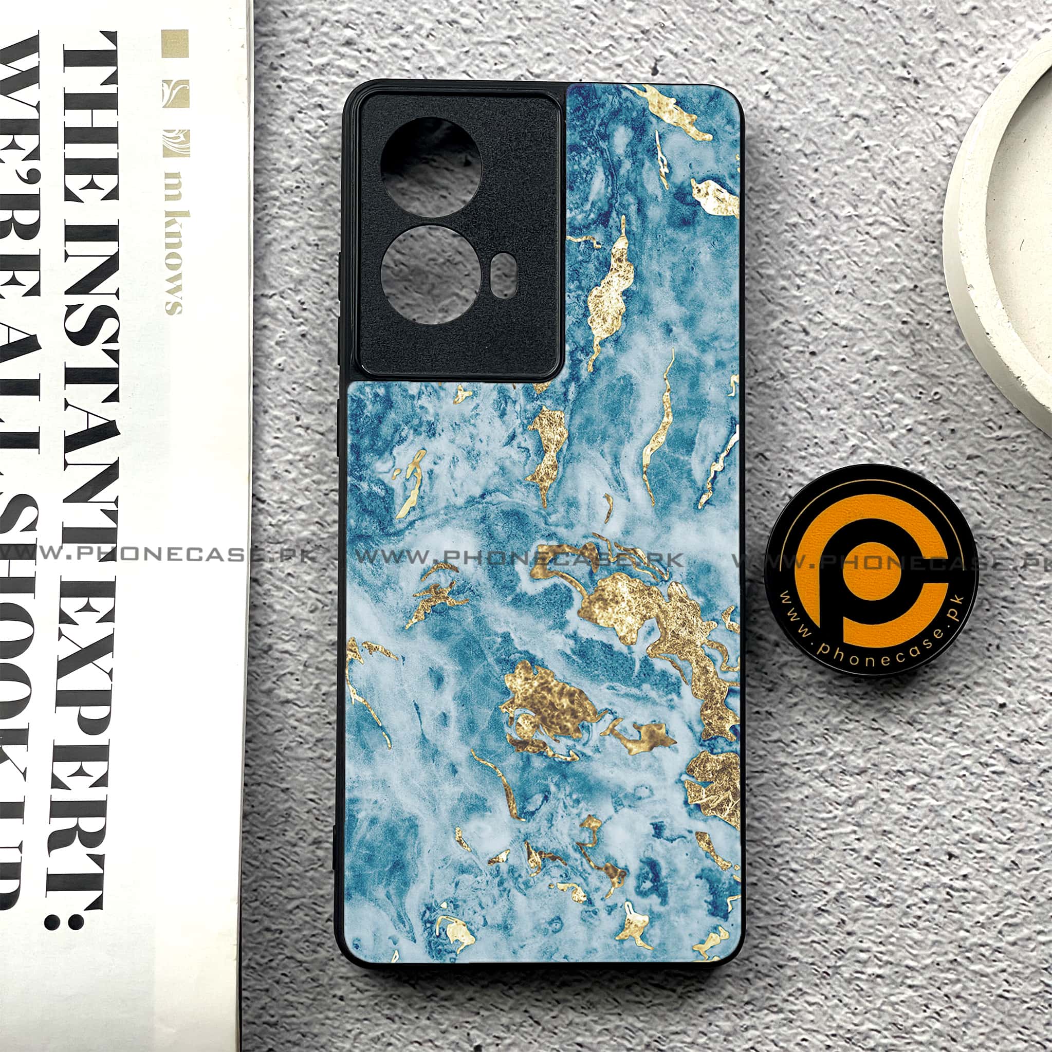 Moto G85 - Blue Marble 2.0 Series - Premium Printed Glass soft Bumper shock Proof Case
