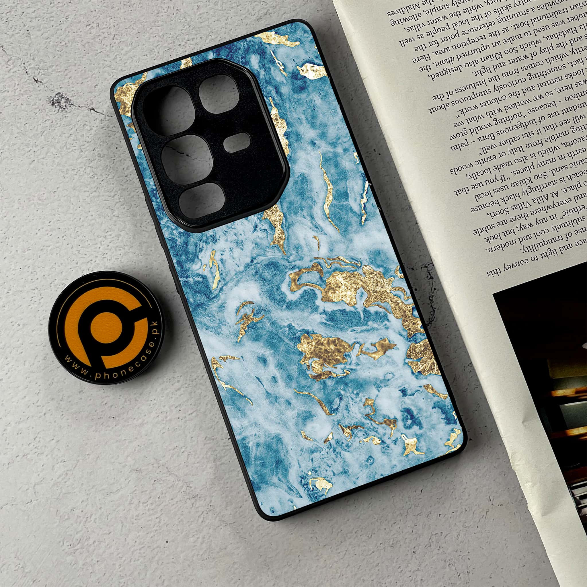 Infinix Note 50 Pro Plus - Blue Marble 2.0 Series - Premium Metal Printed Soft Bumper Shockproof Case