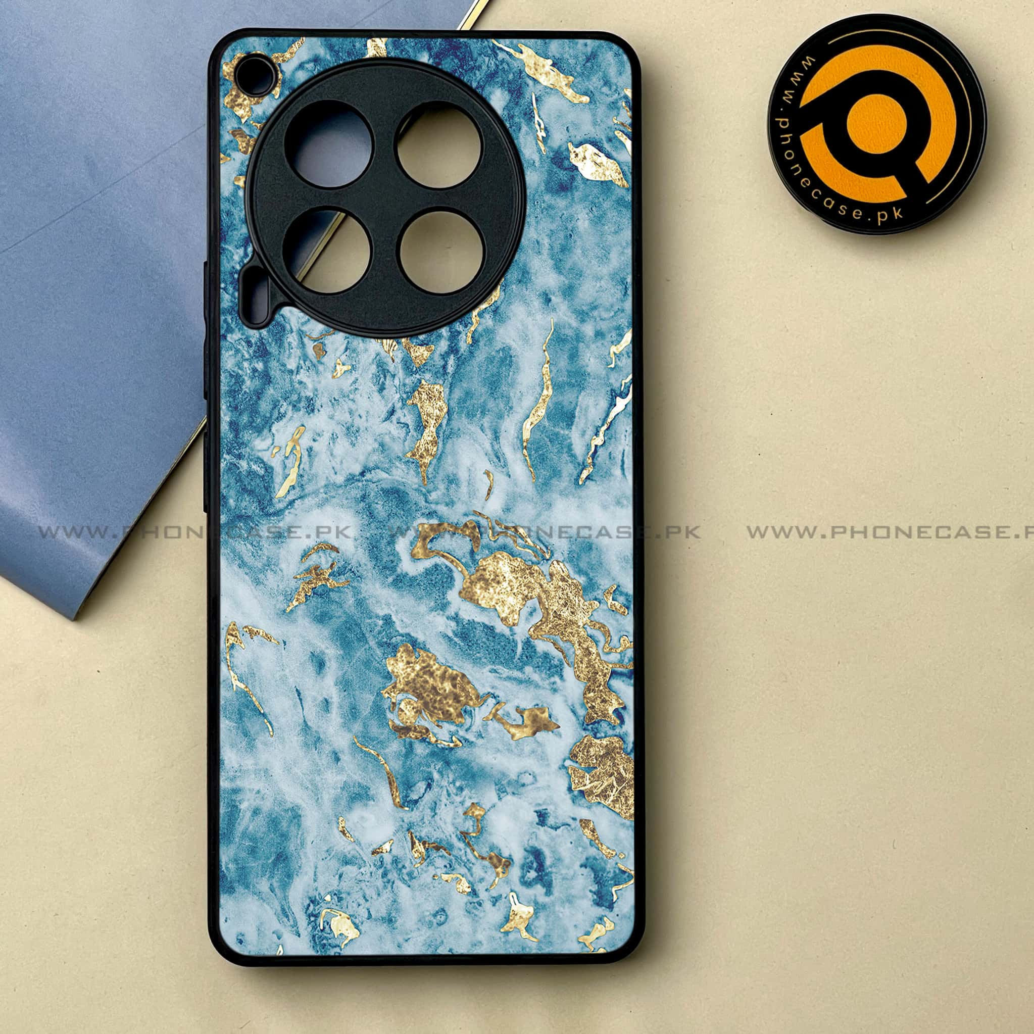 Tecno Camon 30 - Blue Marble 2.0 Series -  Premium Printed Metal soft Bumper shock Proof Case