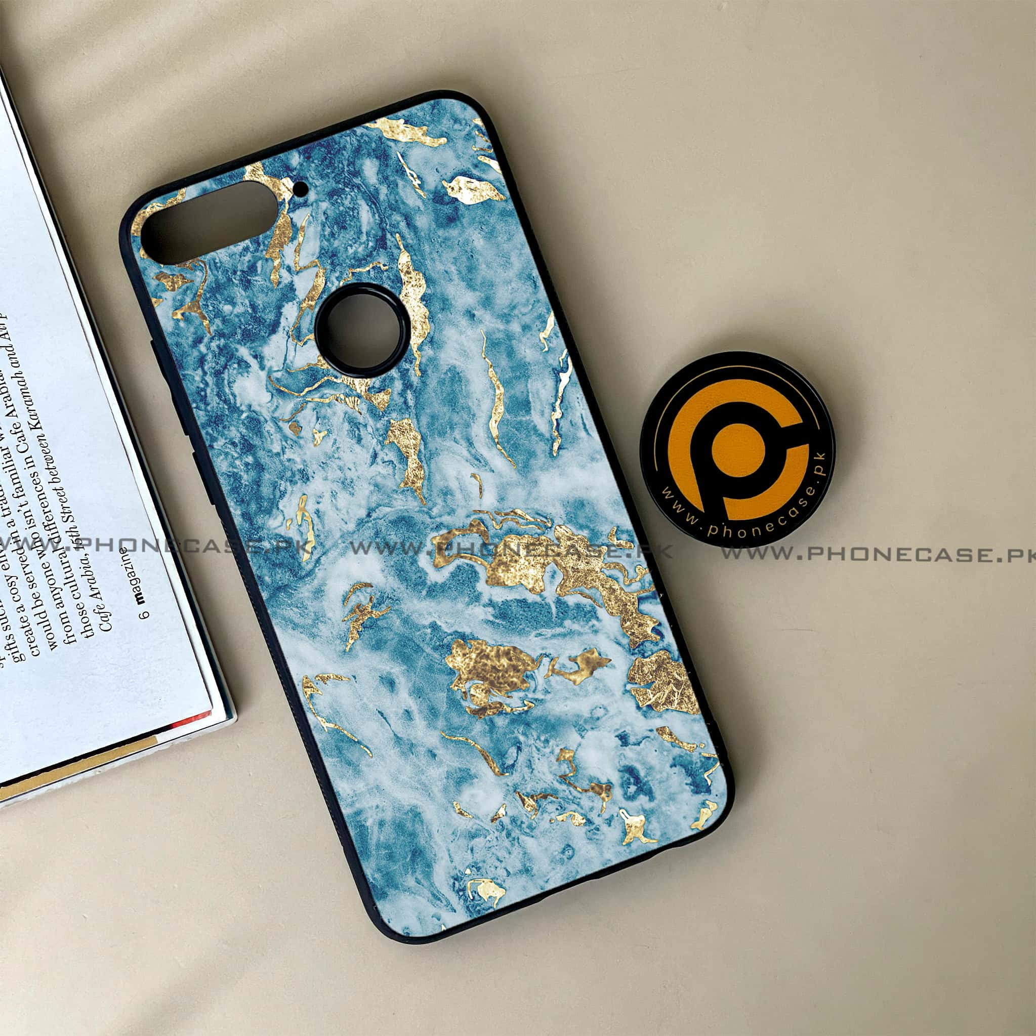 Huawei Y7 Prime (2018) - Blue Marble Series V 2.0 - Premium Printed Glass soft Bumper shock Proof Case