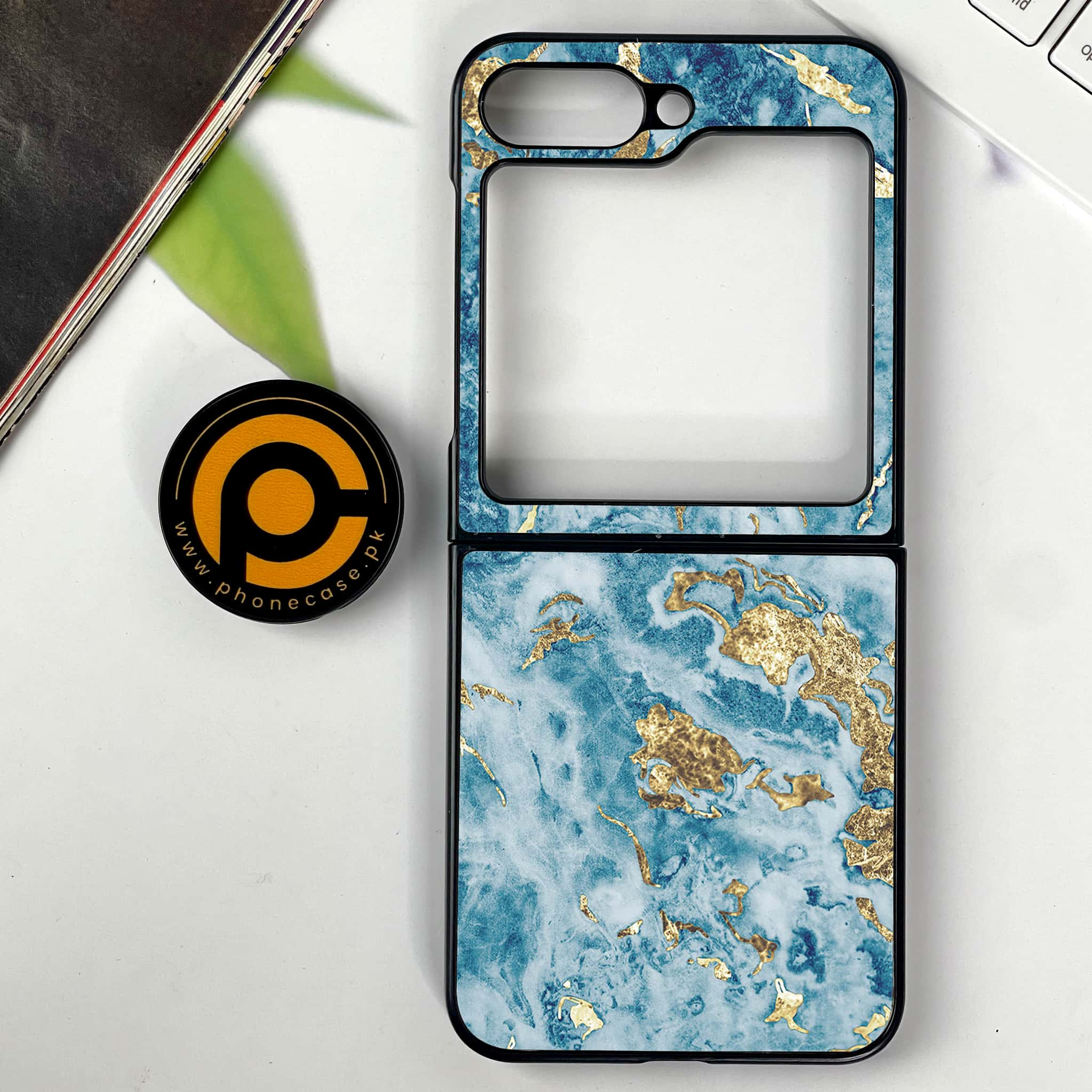 Galaxy Z Flip 6 - Blue Marble 2.0 Series - Premium Printed Glass soft Bumper shock Proof Case