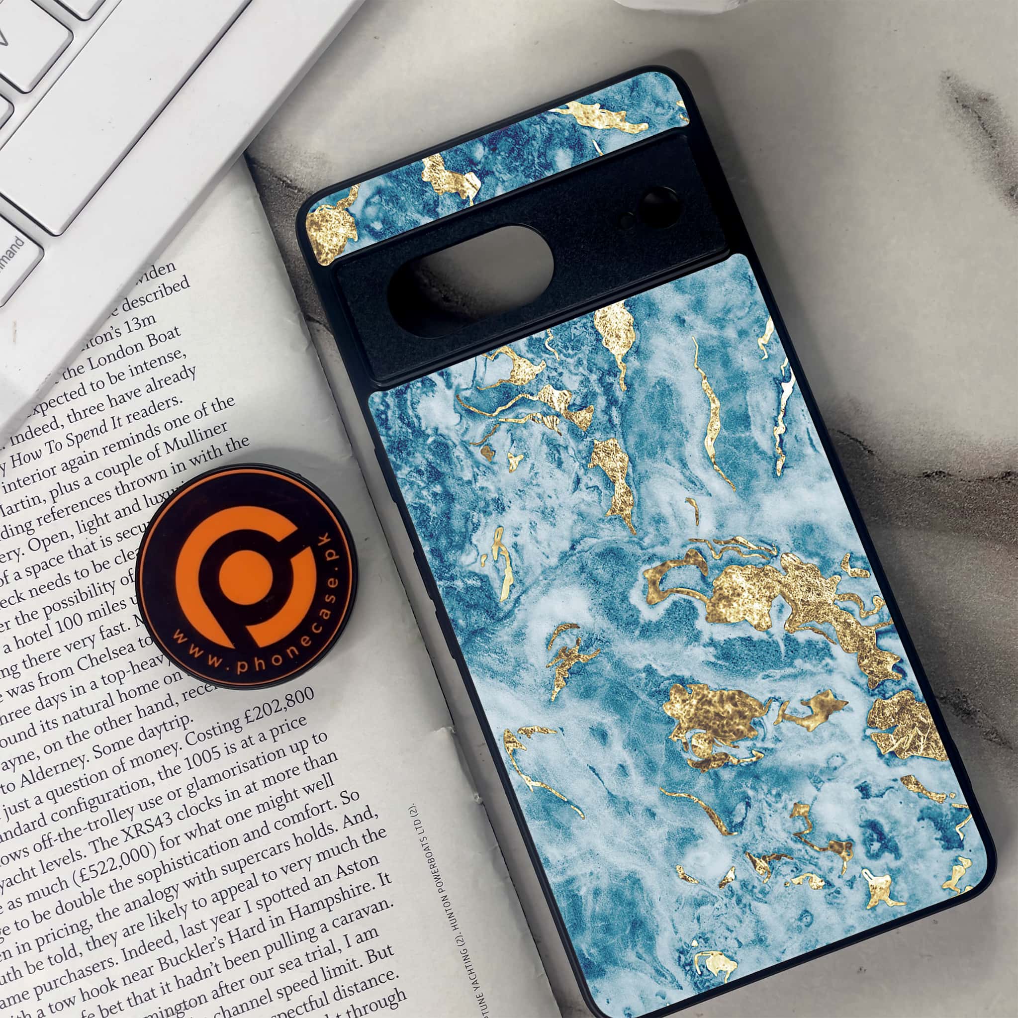 Google Pixel 7 - Blue Marble Series V 2.0 - Premium Metal Printed soft Bumper Shock Proof Case