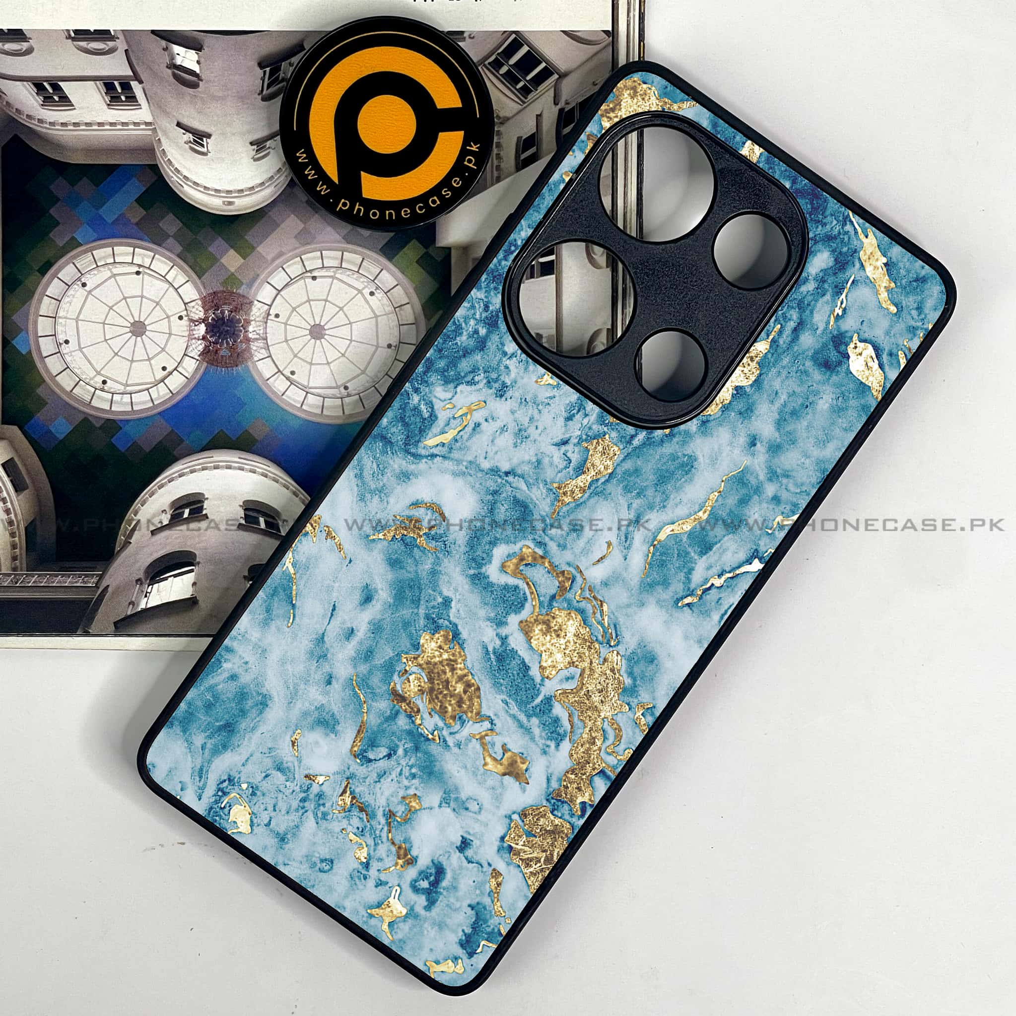 Redmi Note 13 Pro 4G - Blue Marble Series V 2.0 - Premium Metal Printed soft Bumper shock Proof Case