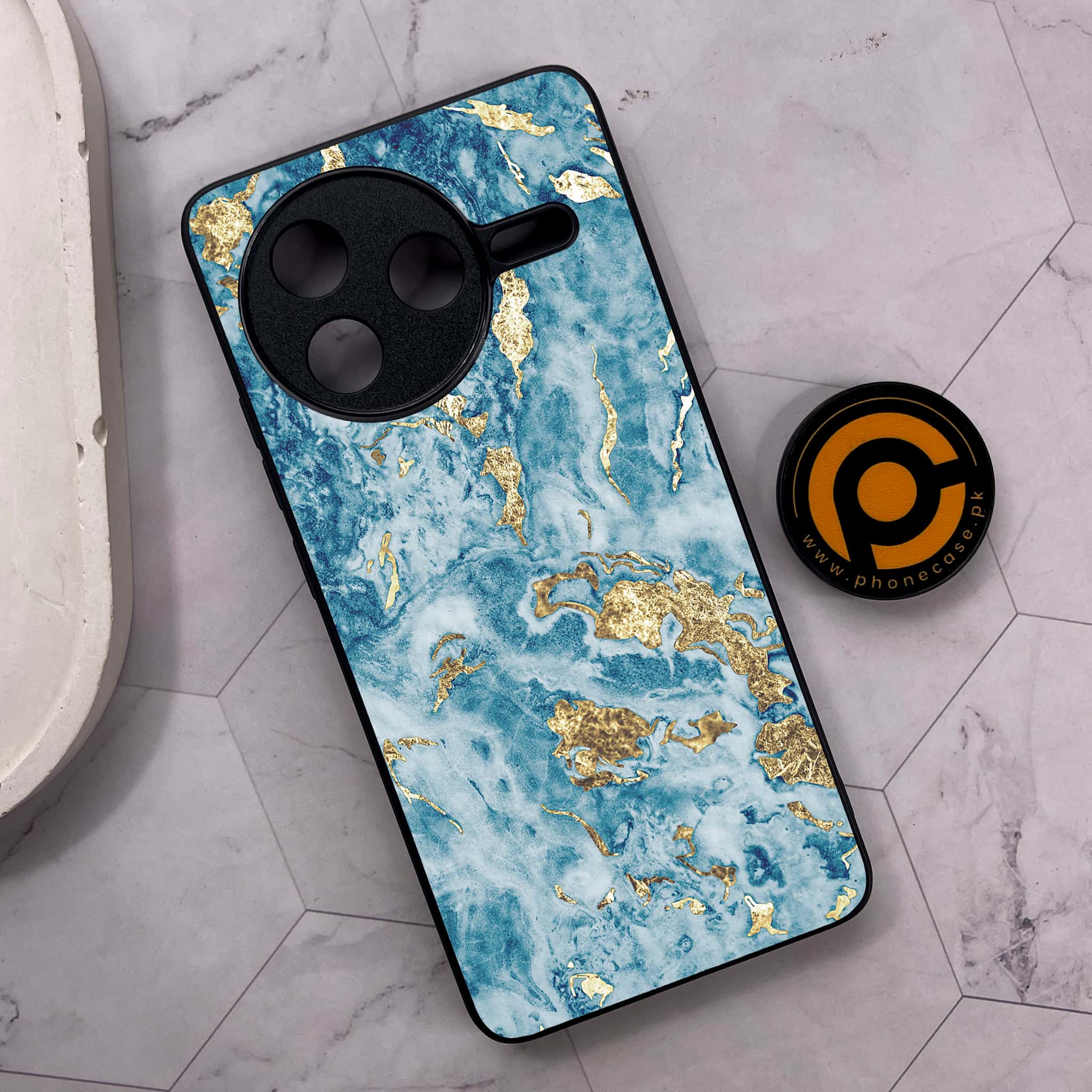 Xiaomi Poco F7 Pro 5G - Blue Marble 2.0 Series - Premium Metal Printed soft Bumper shock Proof Case