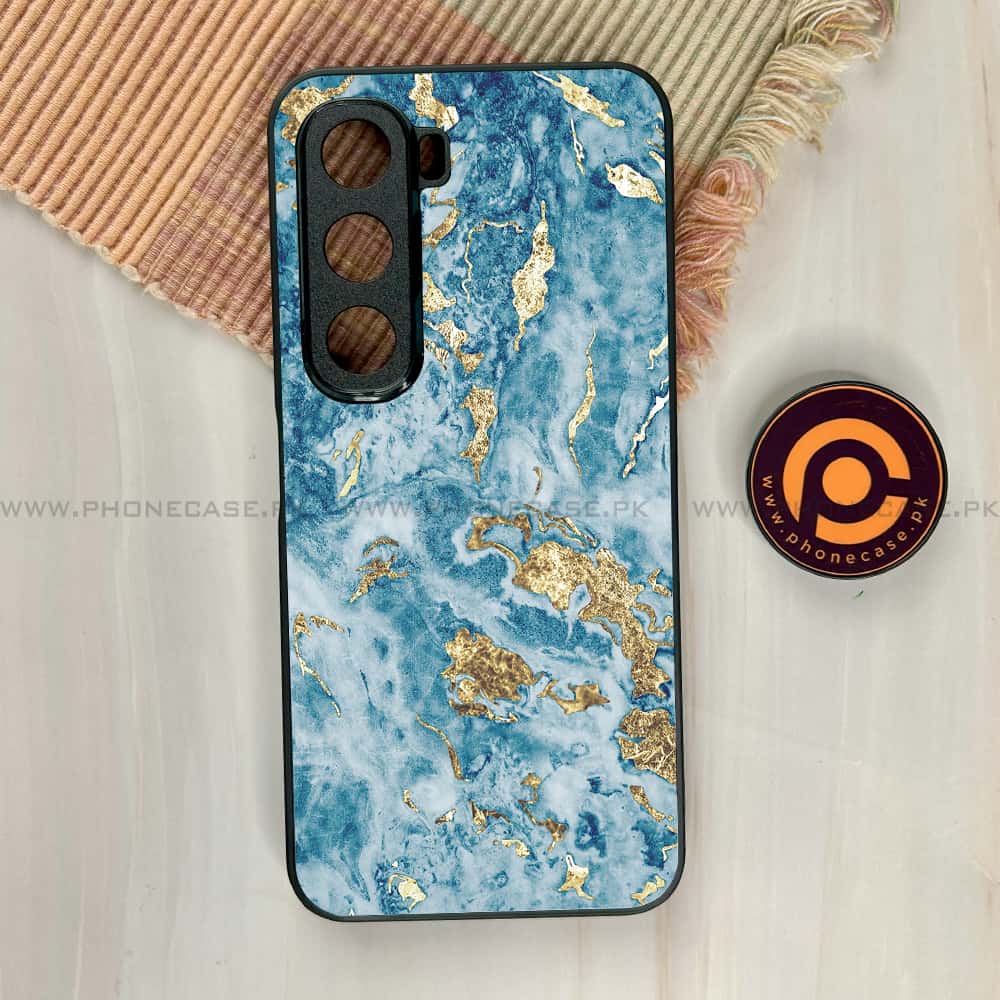 Infinix Hot 60i - Blue Marble 2.0 Series - Premium Metal Printed soft Bumper shock Proof Case