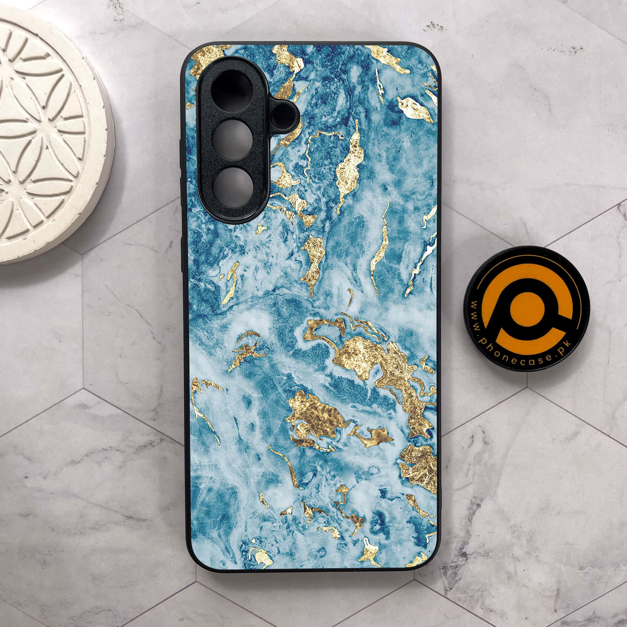 Samsung Galaxy A26 5G -  Blue Marble 2.0 Series - Premium Metal Printed soft Bumper shock Proof Case