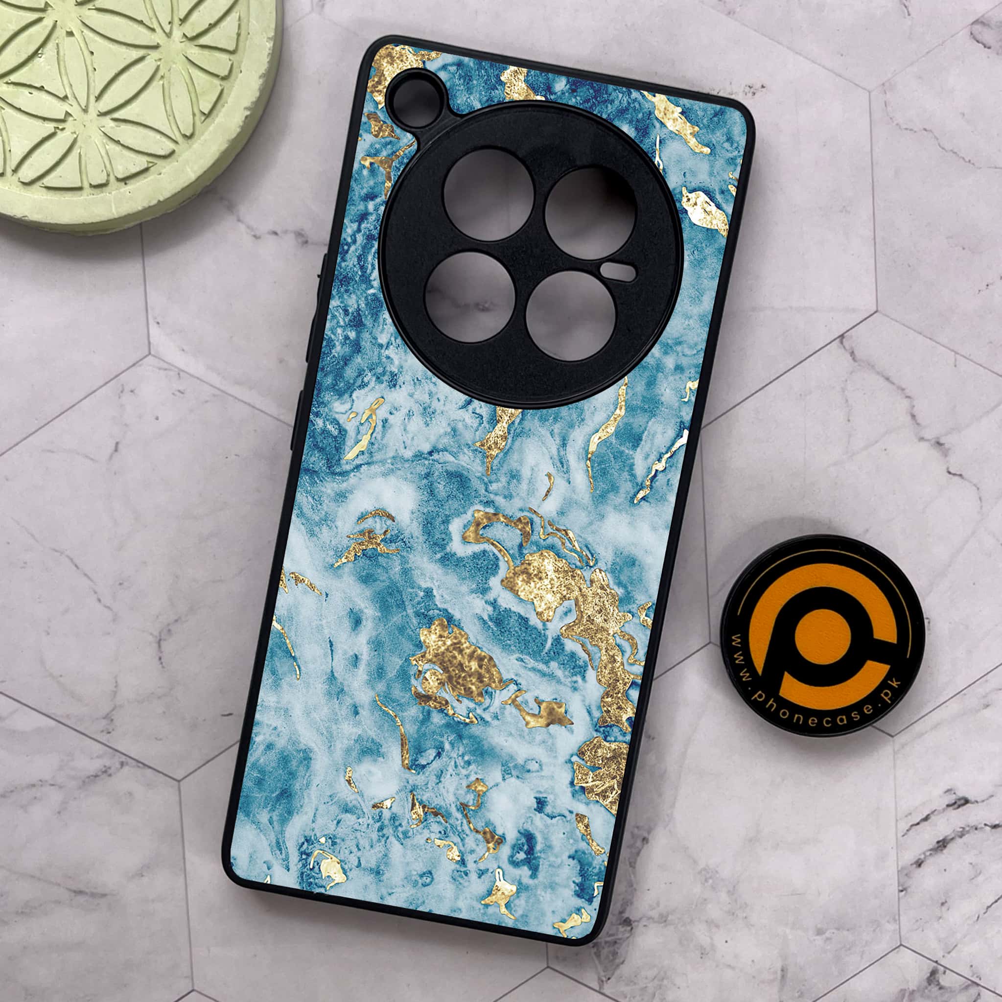 Infinix Zero 40 5G - Blue Marble 2.0 Series - Premium Metal Printed soft Bumper shock Proof Case