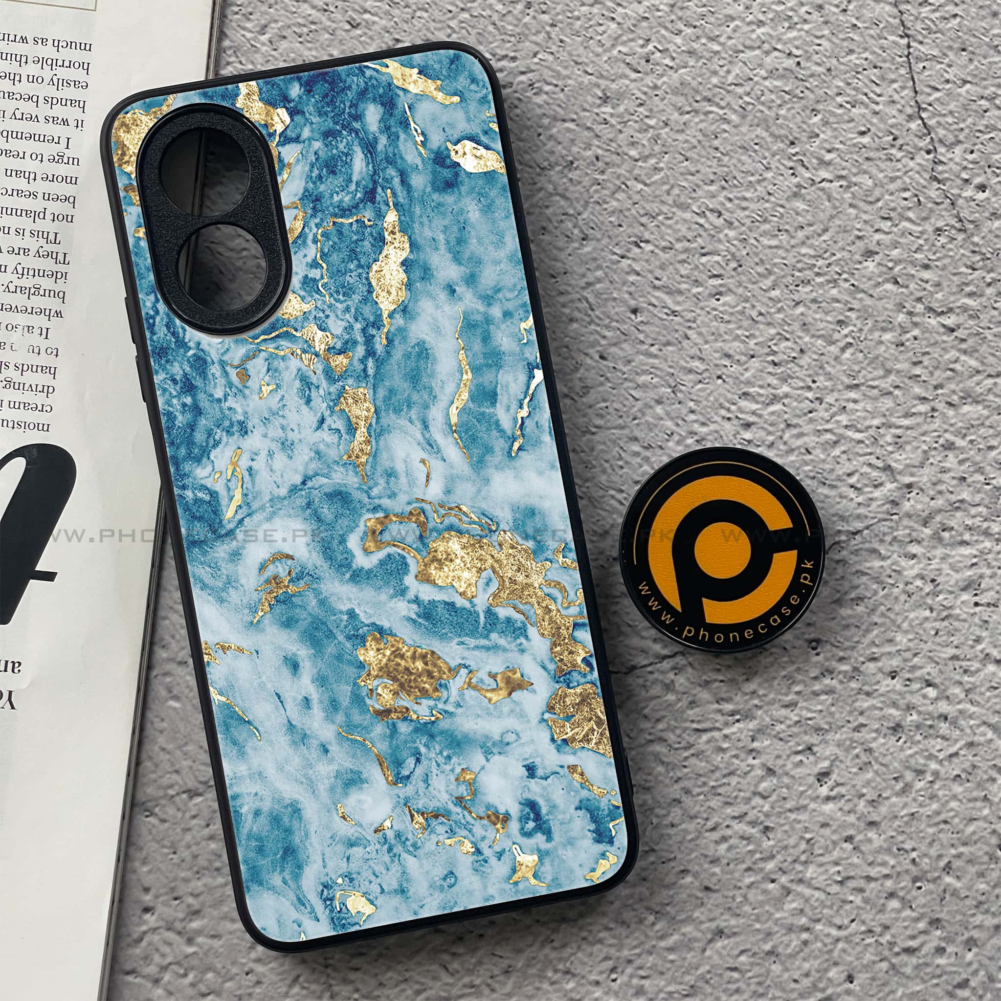 Oppo A18 4G - Blue Marble 2.0 Series - Premium Printed Glass soft Bumper shock Proof Case