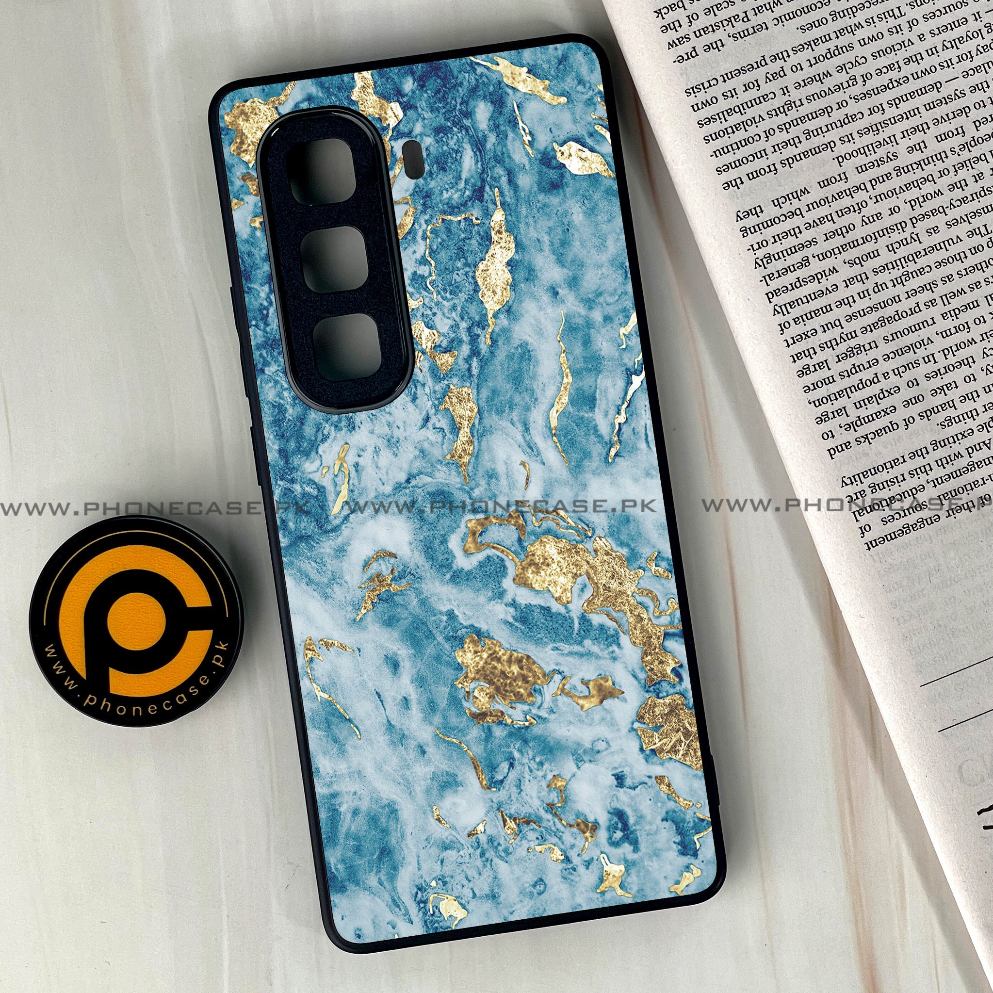Infinix Hot 60 Pro Plus - Blue Marble 2.0 Series - Premium Metal Printed soft Bumper shock Proof Case