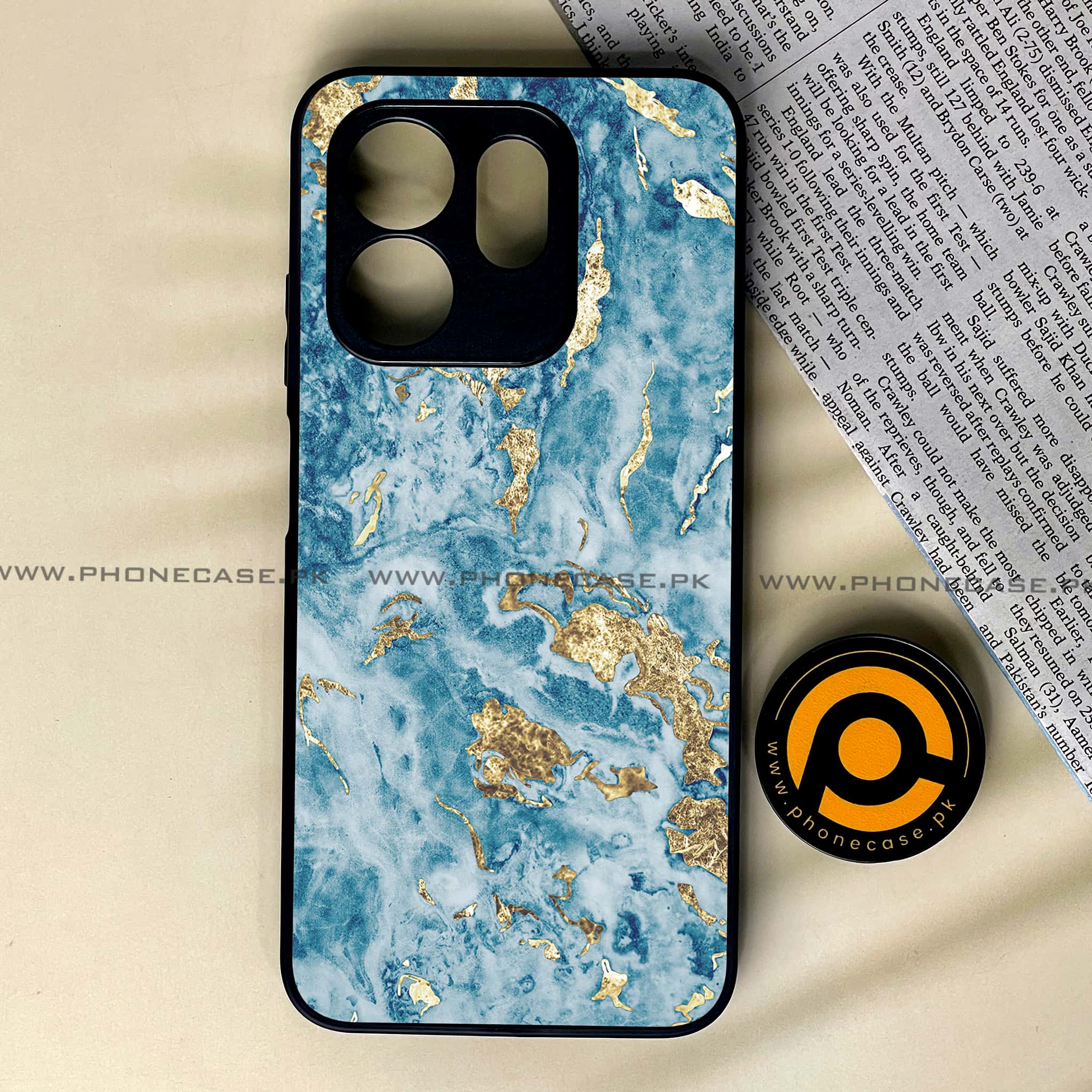 Infinix Smart 9 HD - Blue Marble 2.0 Series - Premium Metal Printed soft Bumper shock Proof Case