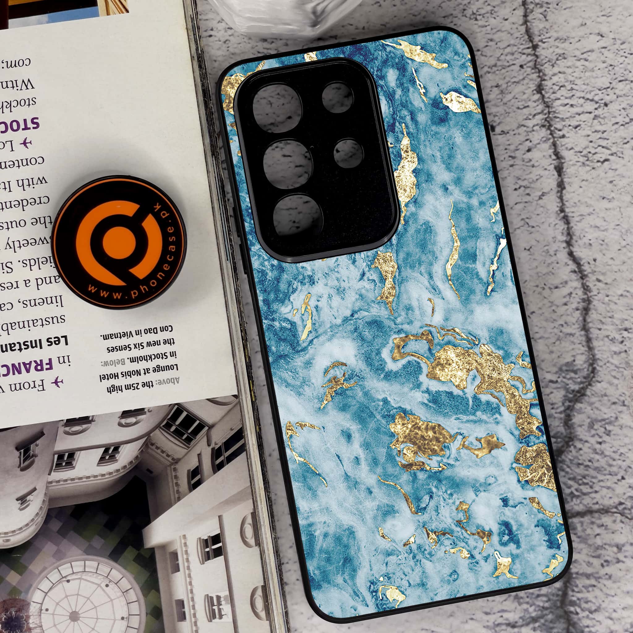 Vivo Y29 4G - Blue Marble 2.0 Series - Premium Metal Printed soft Bumper Shock Proof Case