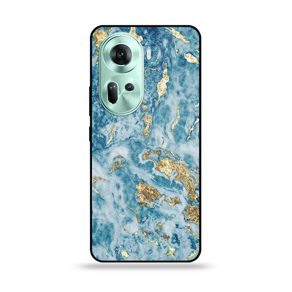 Oppo Reno 11 5G - Blue Marble 2.0 Design 7 - Premium Printed Glass soft Bumper shock Proof Case CS-15949