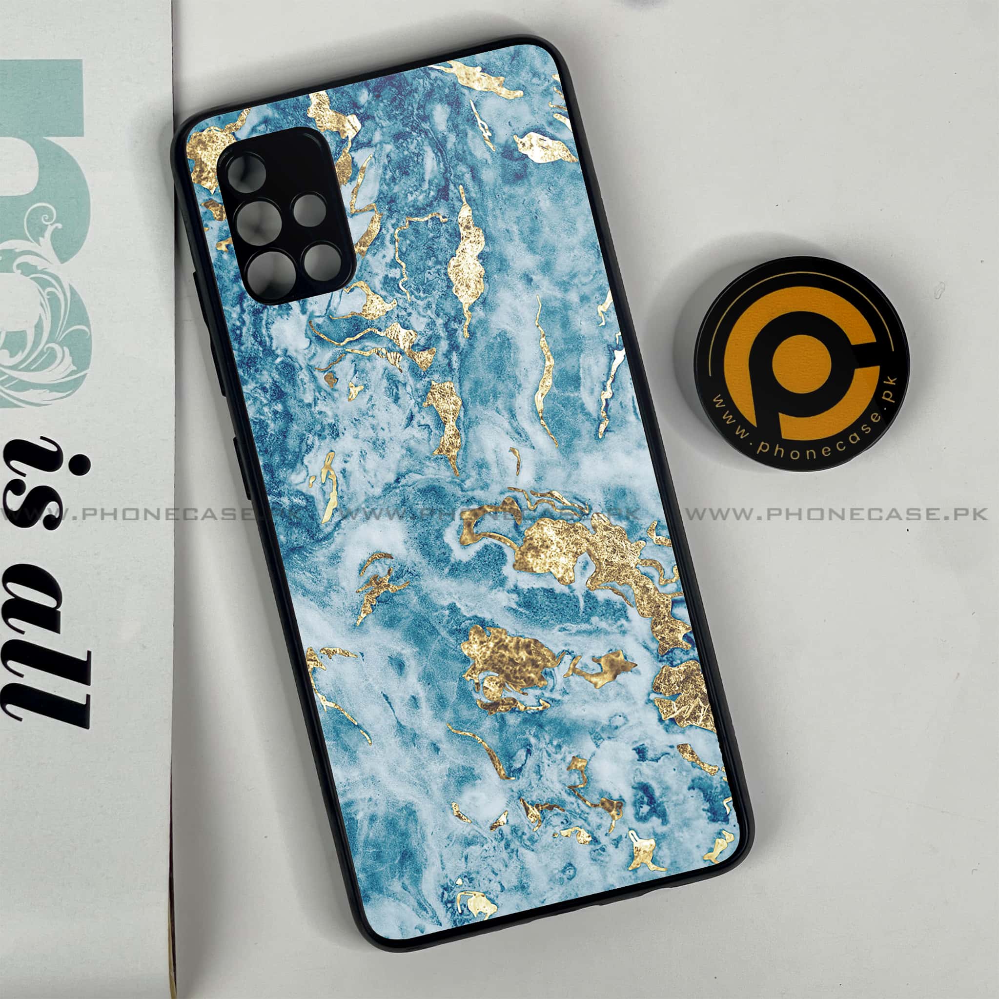 Samsung Galaxy A51 Blue Marble Series V 2.0 Premium Printed Glass soft Bumper shock Proof Case