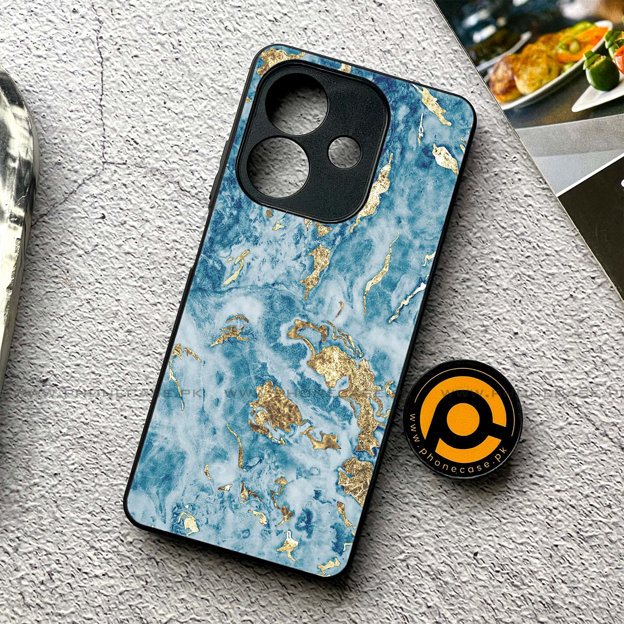 Oppo A5i - Blue Marble 2.0 Series - Premium Metal Printed soft Bumper shock Proof Case