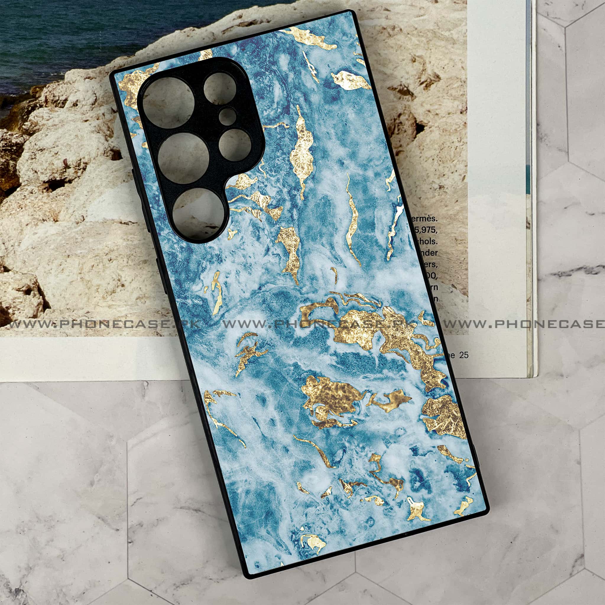 Samsung Galaxy S24 Ultra - Blue Marble Series V 2.0 - Premium Metal Printed soft Bumper shock Proof Case