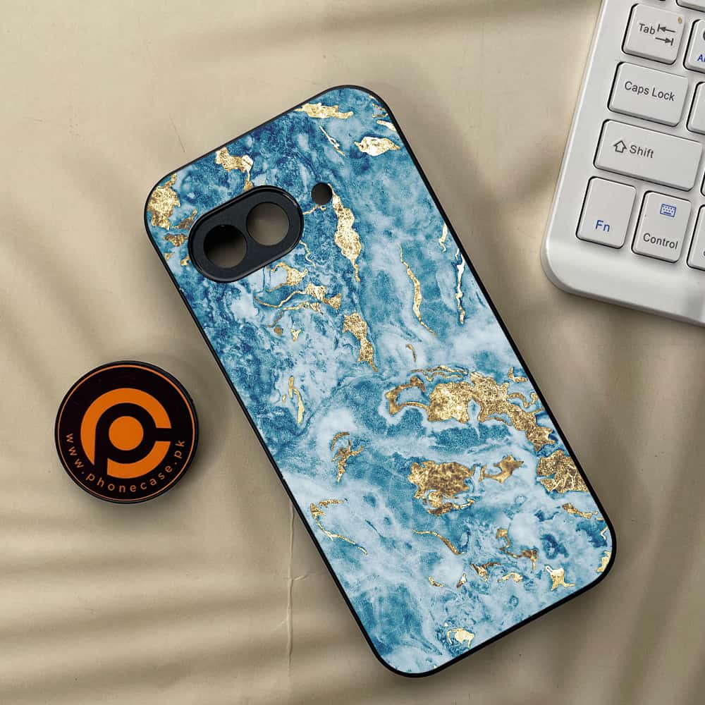 Google Pixel 9a - Blue Marble Series - Premium Metal Printed soft Bumper Shock Proof Case
