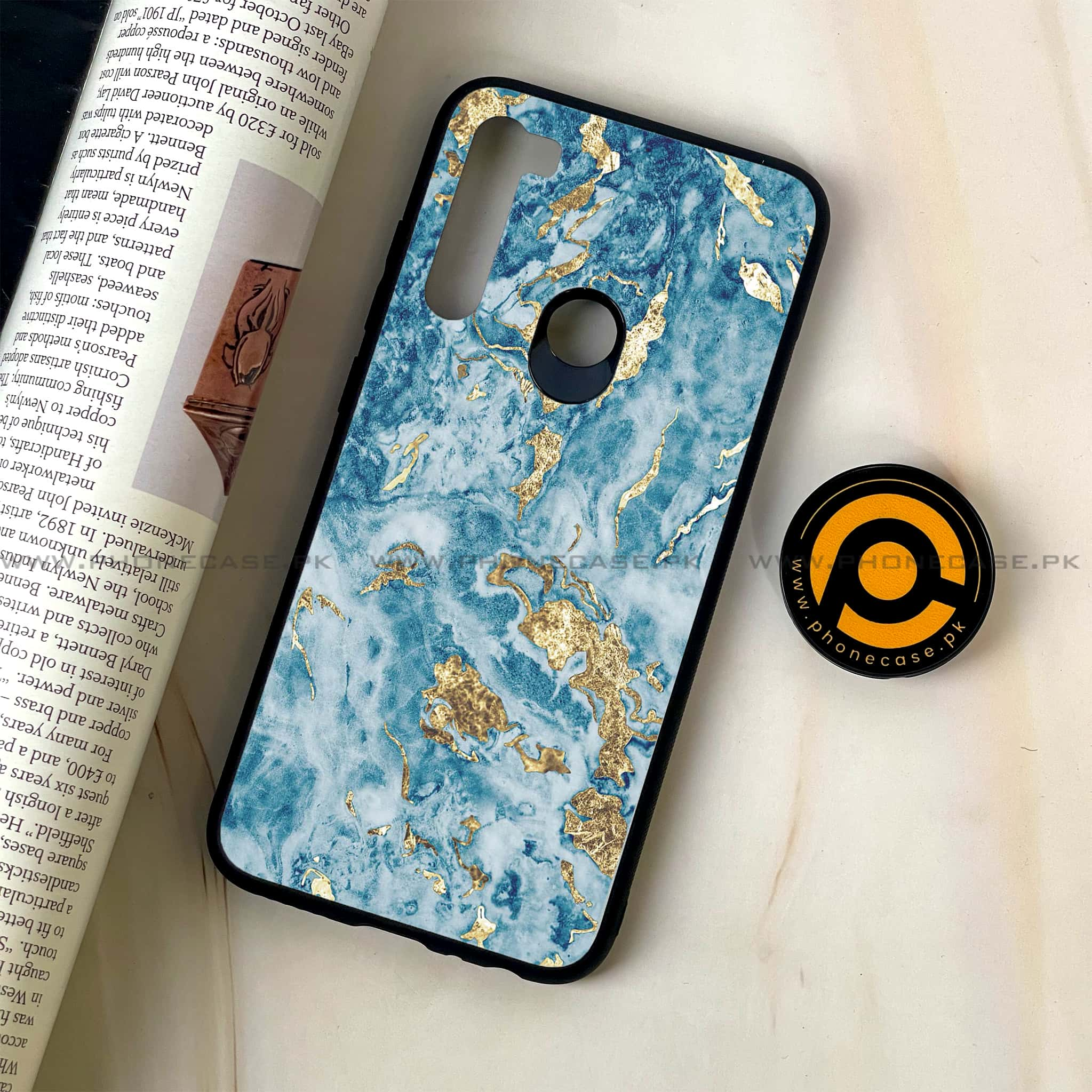 Redmi Note 8 - Blue Marble Series V 2.0 - Premium Printed Glass soft Bumper shock Proof Case