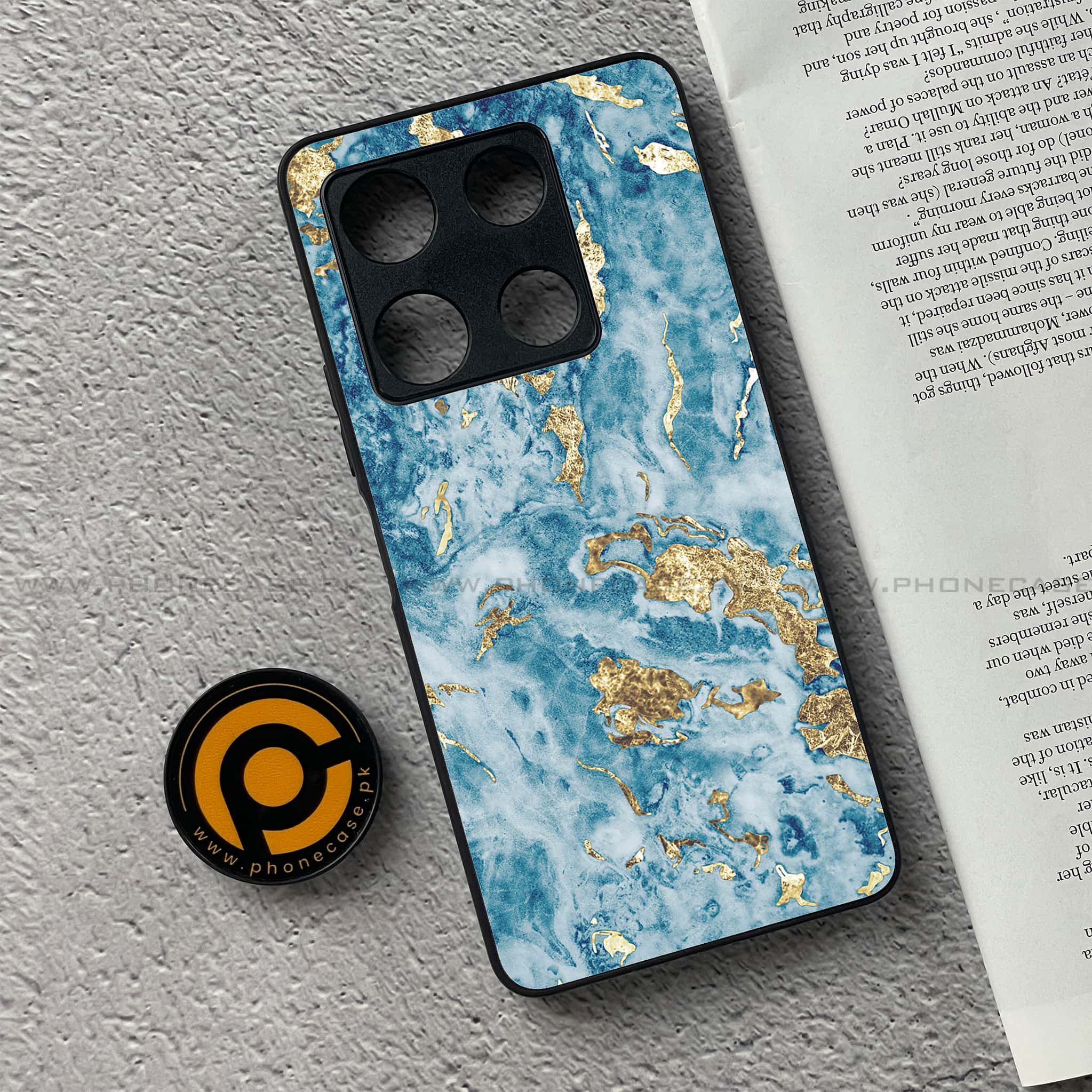 Infinix Note 30 Pro - Blue Marble Series V 2.0 - Premium Metal Printed soft Bumper shock Proof Case