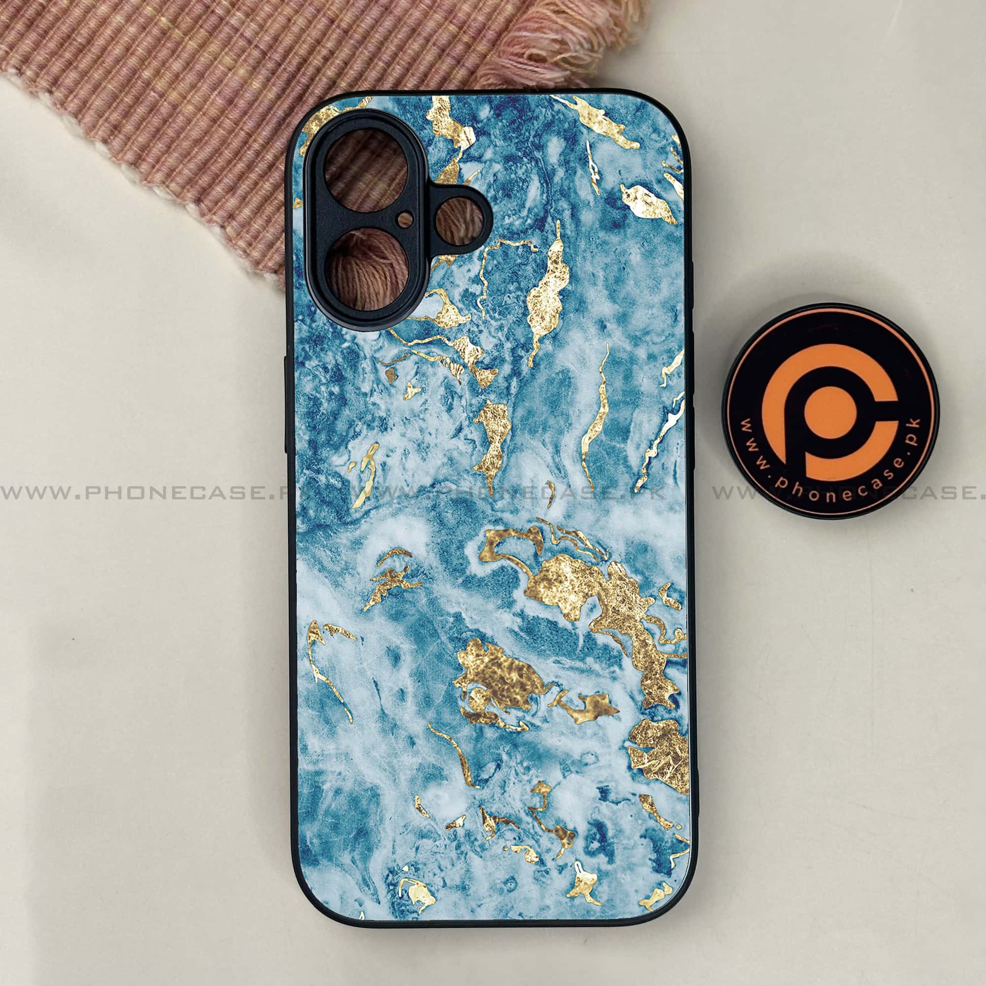 iPhone 17 - Blue Marble 2.0 Series - Premium Printed Glass soft Bumper shock Proof Case