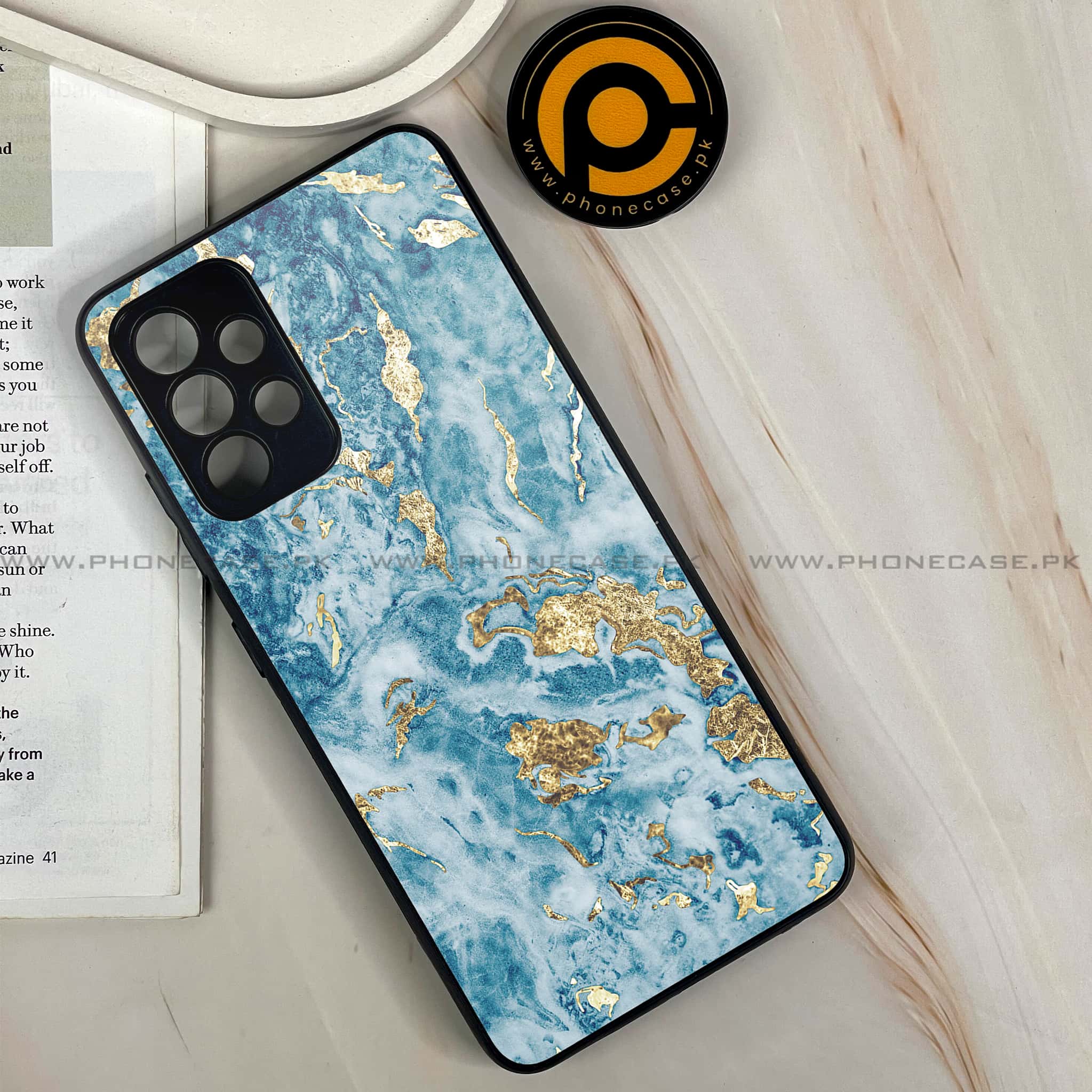 Samsung Galaxy A32 4G - Blue Marble Series V 2.0 - Premium Printed Glass soft Bumper shock Proof Case