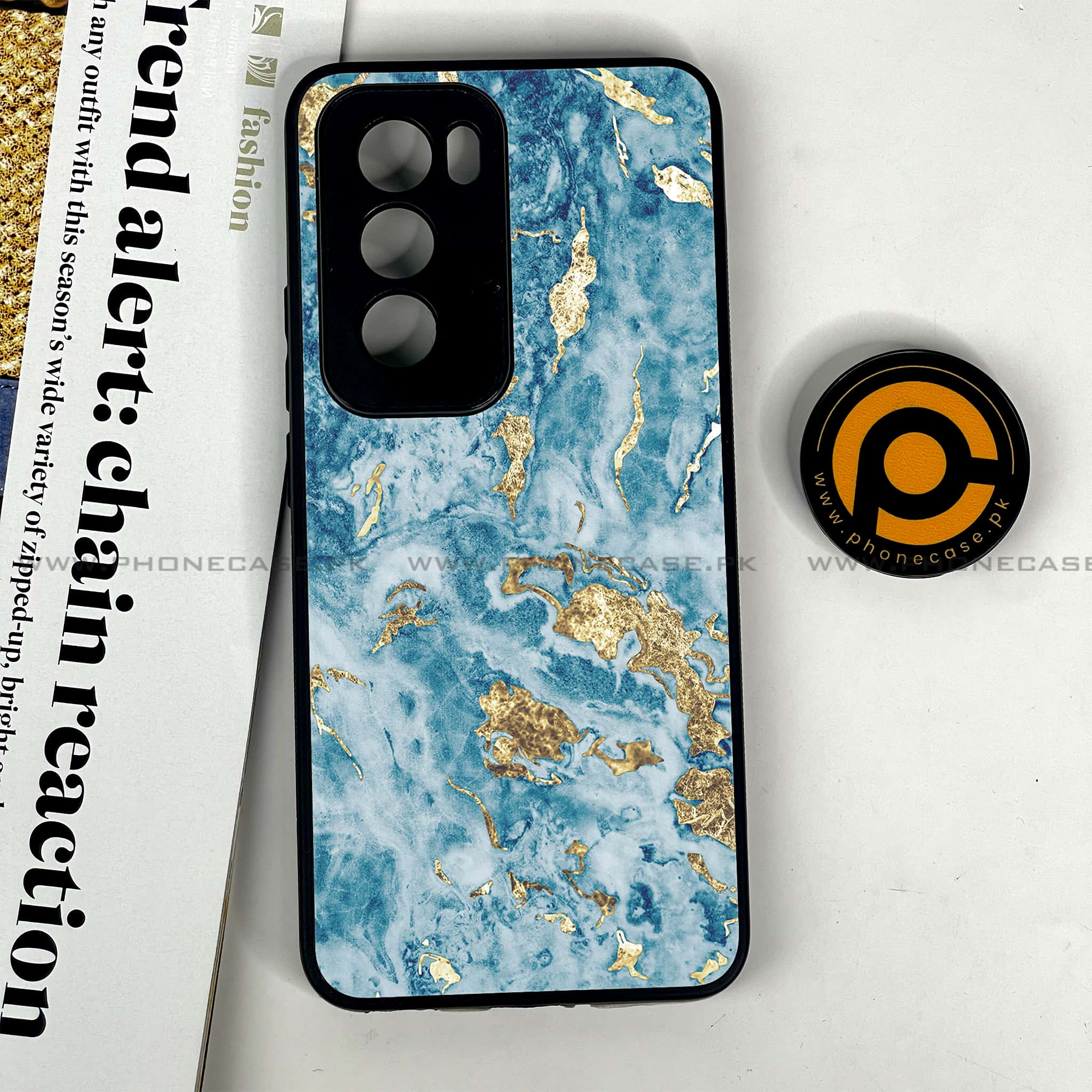 Oppo Reno 12 5G - Blue Marble 2.0 Series - Premium Printed Glass soft Bumper shock Proof Case