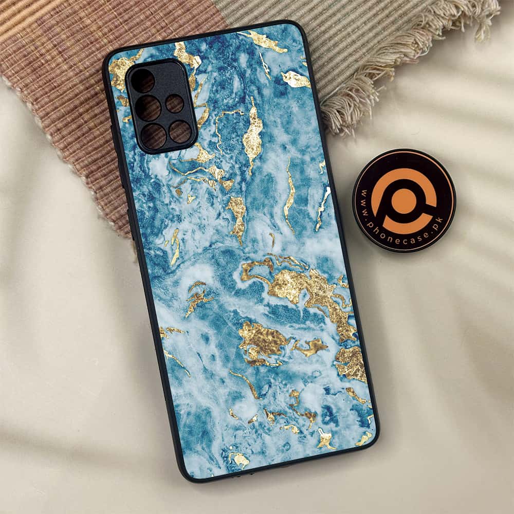 Samsung Galaxy A71 - Blue Marble 2.0 Series - Premium Metal Printed soft Bumper shock Proof Case