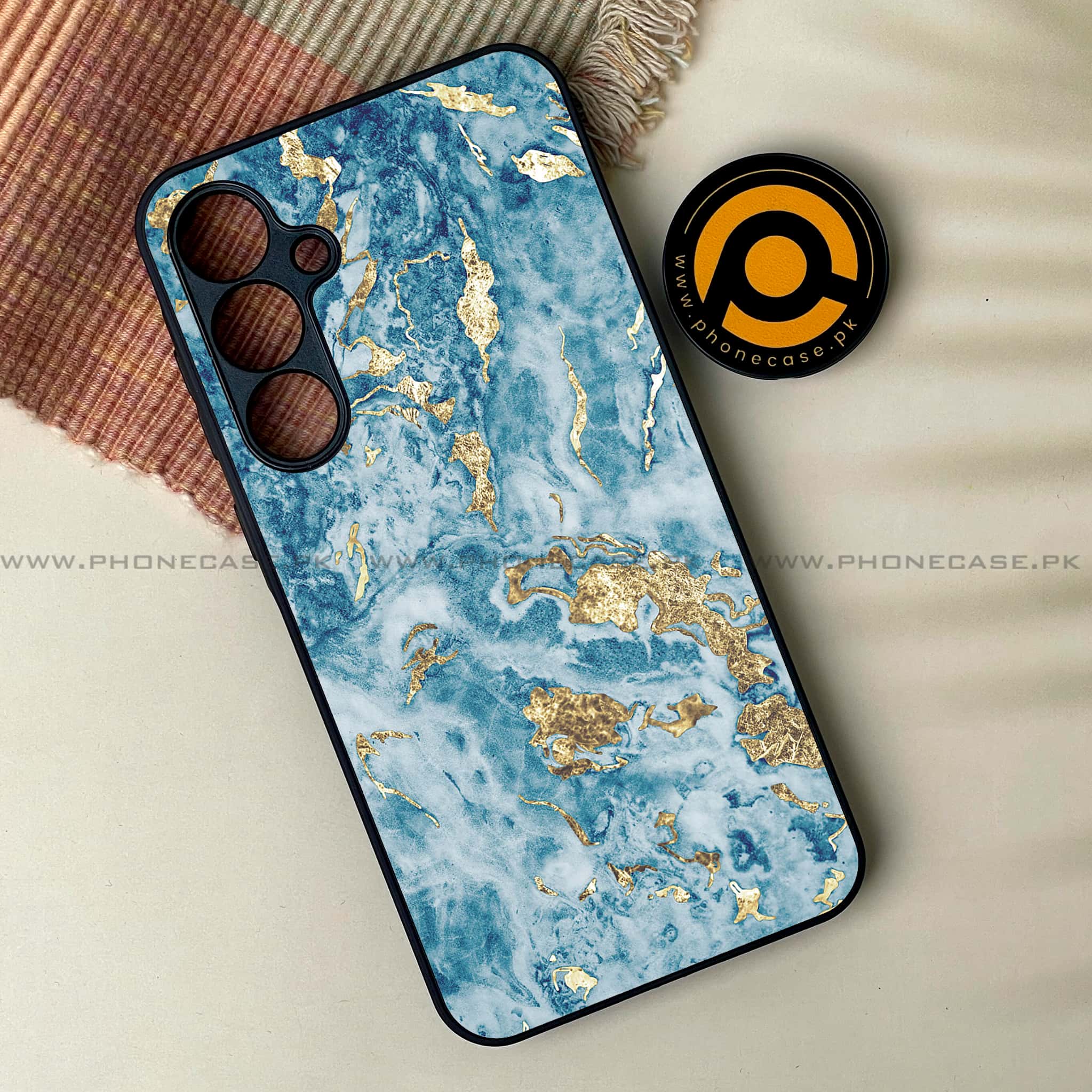 Samsung Galaxy S24 FE - Blue Marble Series V 2.0 - Premium Metal Printed soft Bumper shock Proof Case