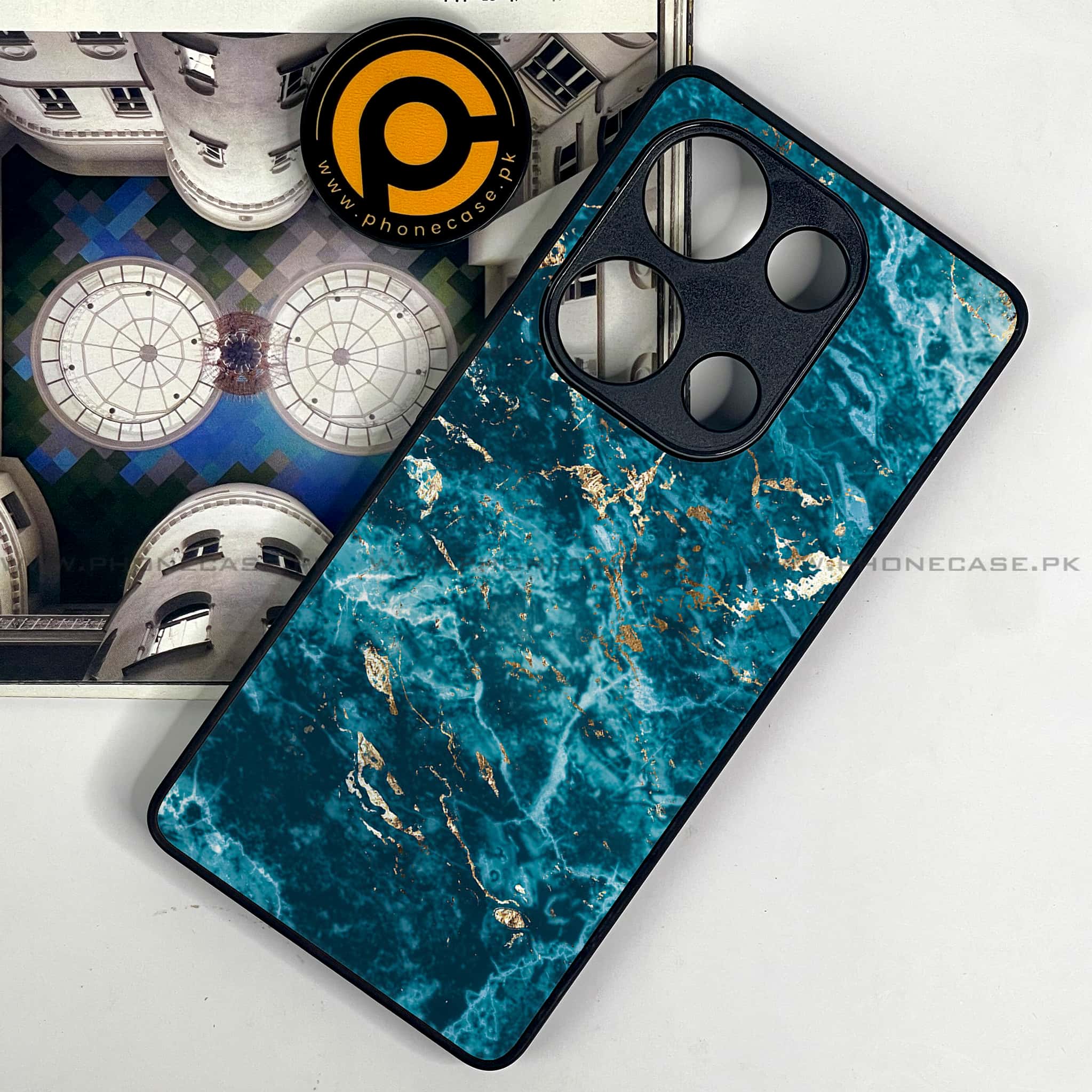 Redmi Note 13 Pro 4G - Blue Marble Series V 2.0 - Premium Metal Printed soft Bumper shock Proof Case