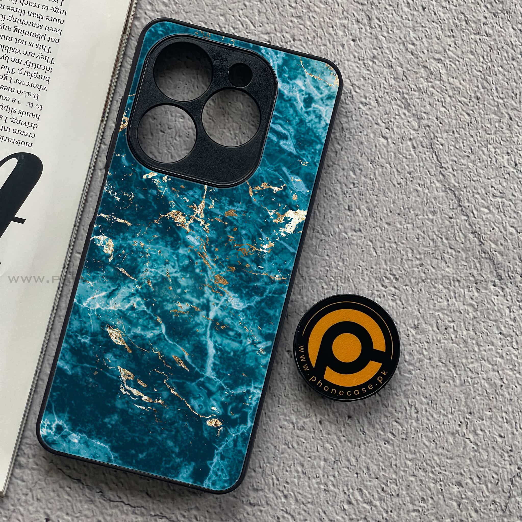 Tecno Spark 20C - Blue Marble Series V 2.0 - Premium Printed Glass soft Bumper shock Proof Case