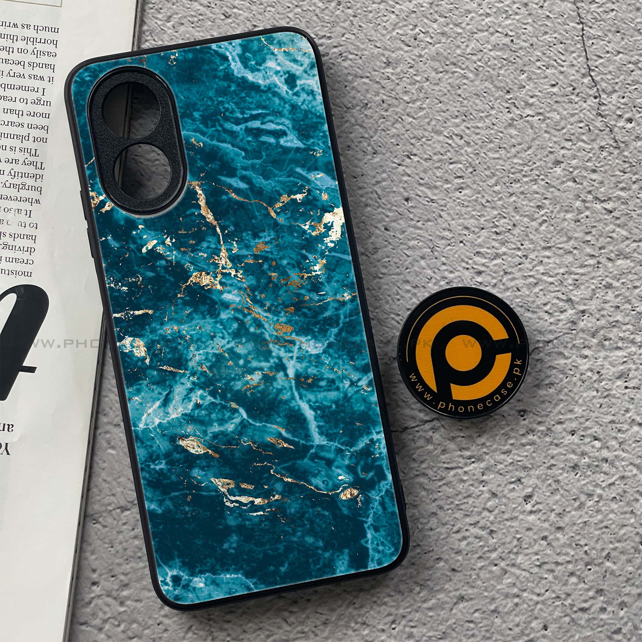 Oppo A18 4G - Blue Marble 2.0 Series - Premium Printed Glass soft Bumper shock Proof Case