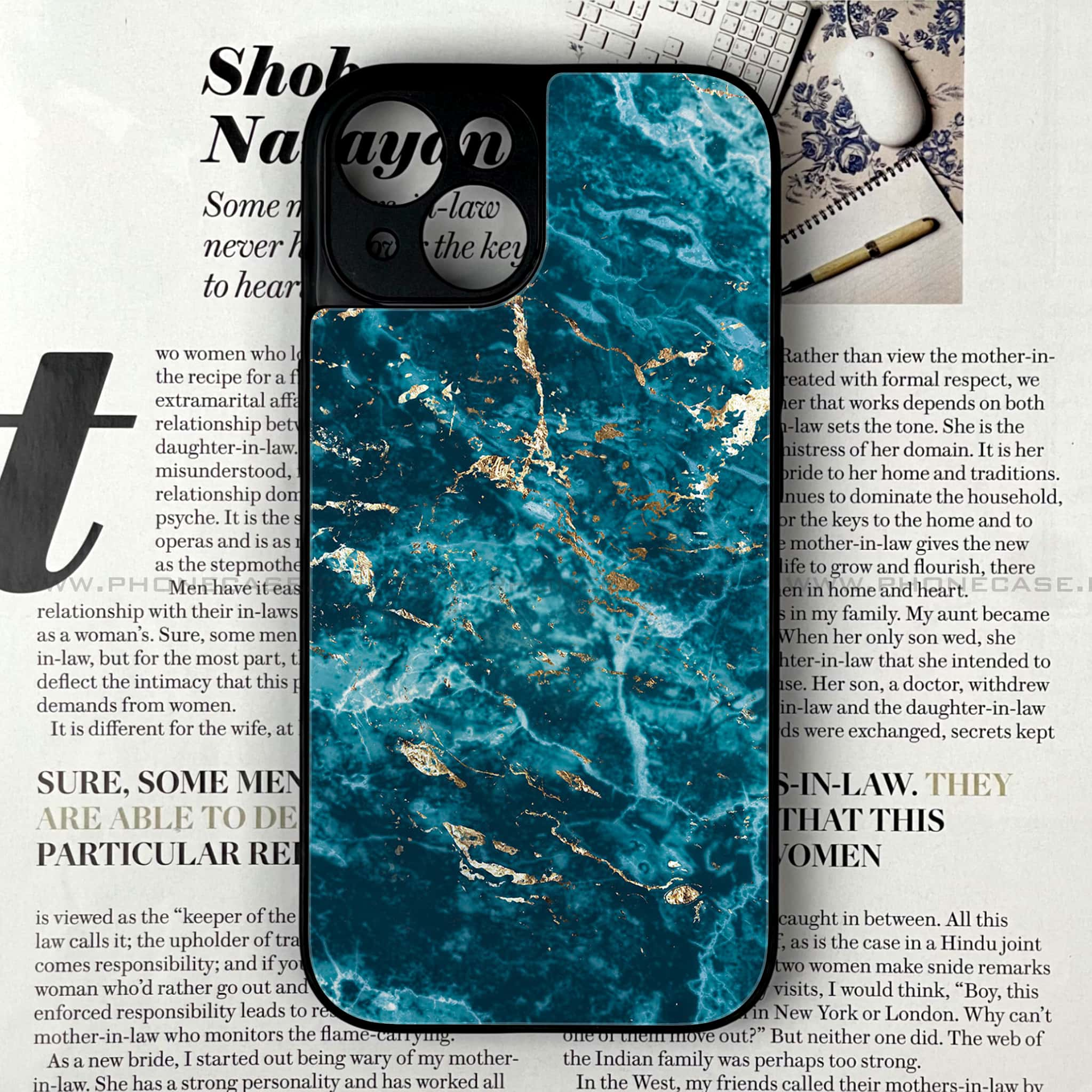 iPhone 15 - Blue Marble Series V 2.0 - Premium Printed Glass soft Bumper shock Proof Case