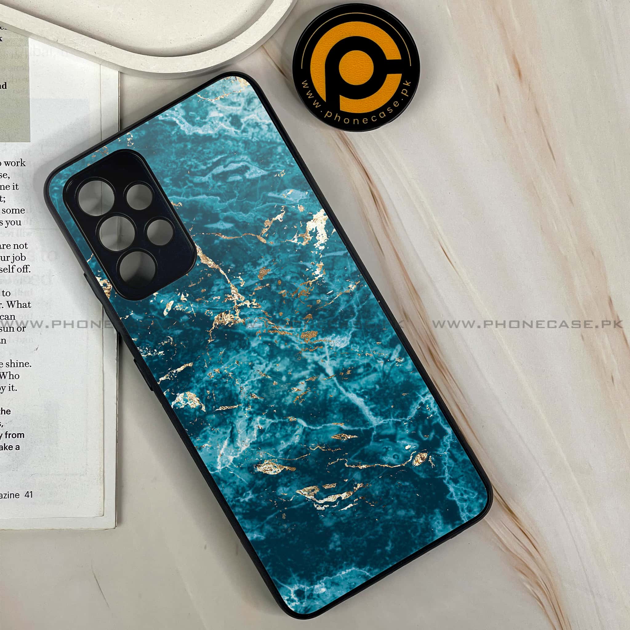 Samsung Galaxy A32 4G - Blue Marble Series V 2.0 - Premium Printed Glass soft Bumper shock Proof Case