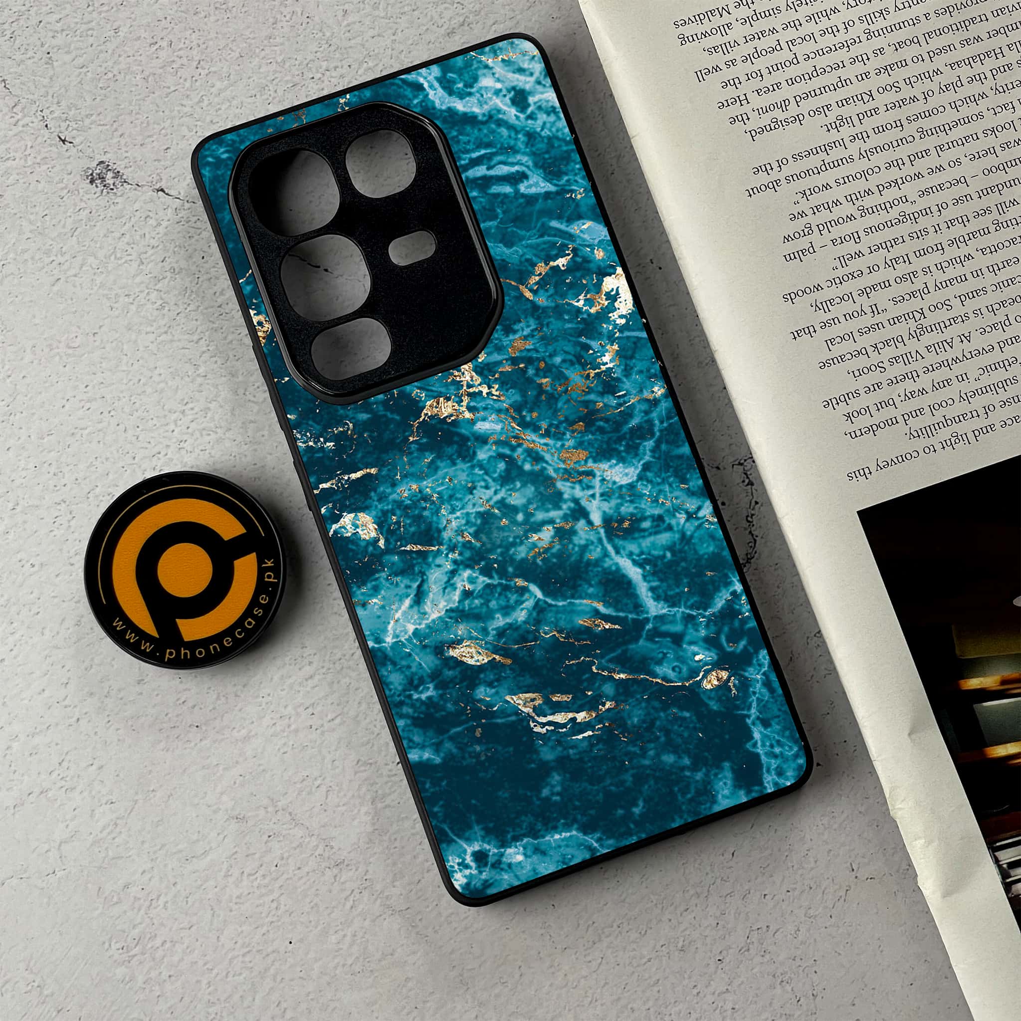 Infinix Note 50 Pro Plus - Blue Marble 2.0 Series - Premium Metal Printed Soft Bumper Shockproof Case