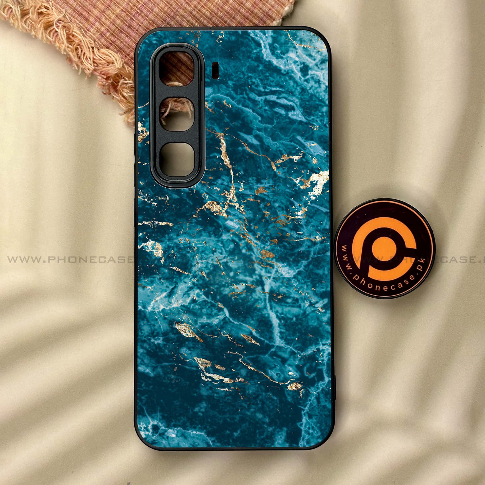 Infinix Hot 60 Pro - Blue Marble 2.0 Series - Premium Metal Printed soft Bumper shock Proof Case