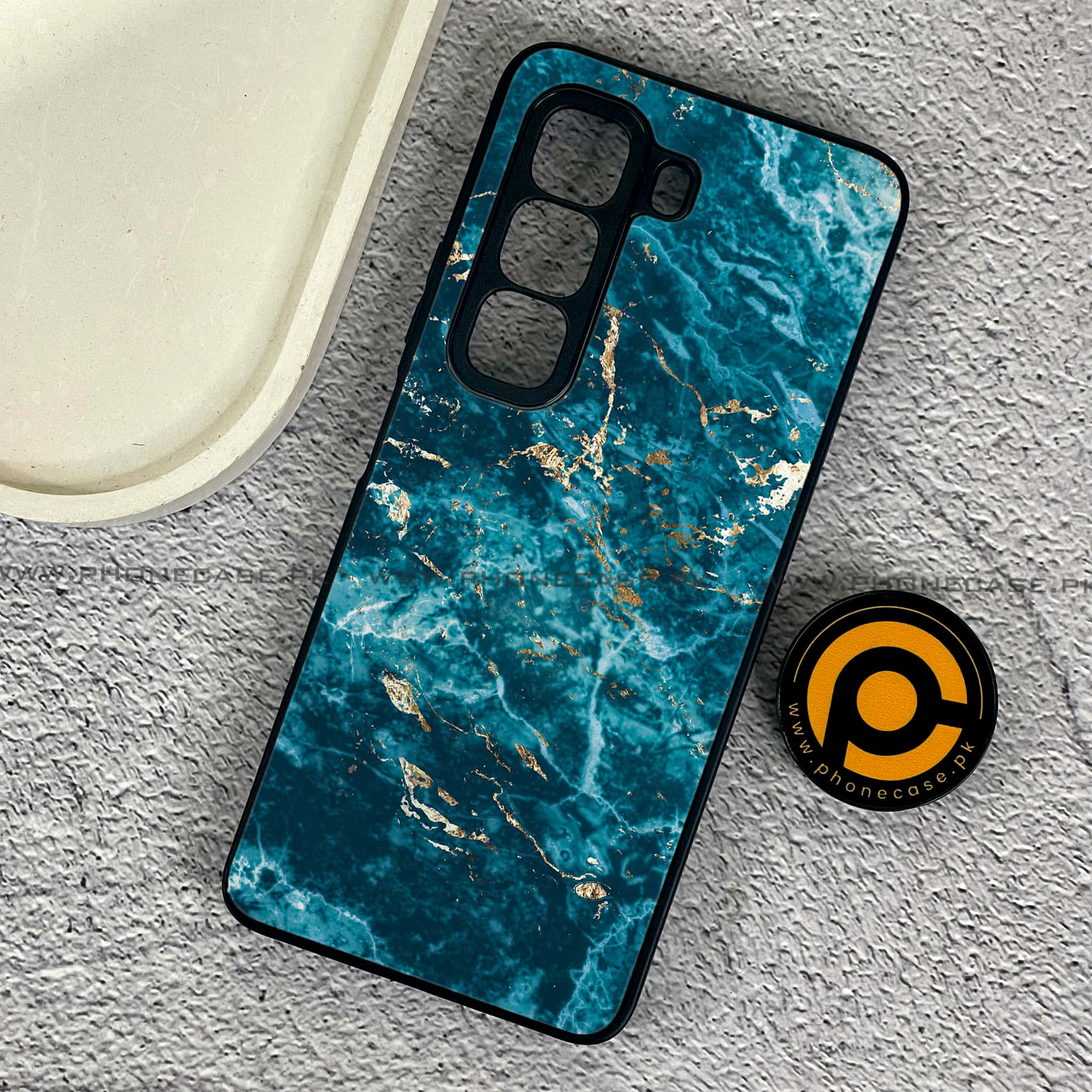 Infinix Hot 50 Pro - Blue Marble 2.0 Series - Premium Printed Glass soft Bumper shock Proof Case