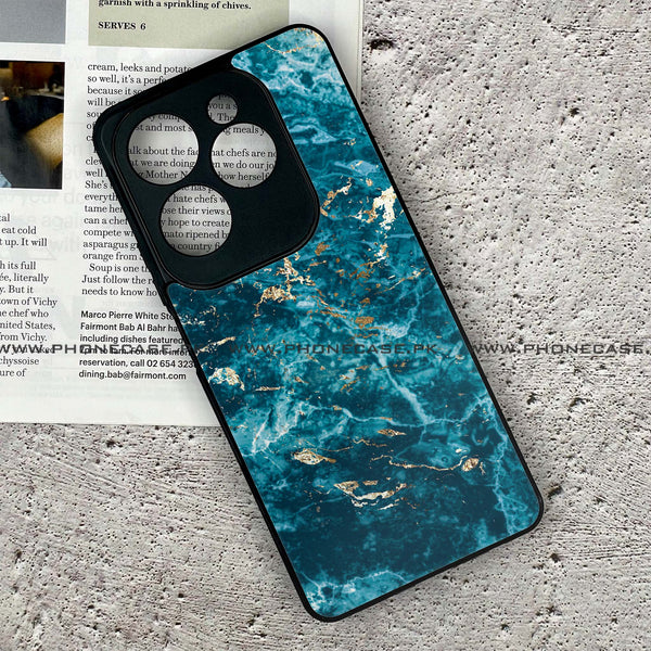 Infinix Hot 40/ 40 Pro - Blue Marble V 2.0 Design 8  - Premium Printed Glass soft Bumper shock Proof Case CS-15479