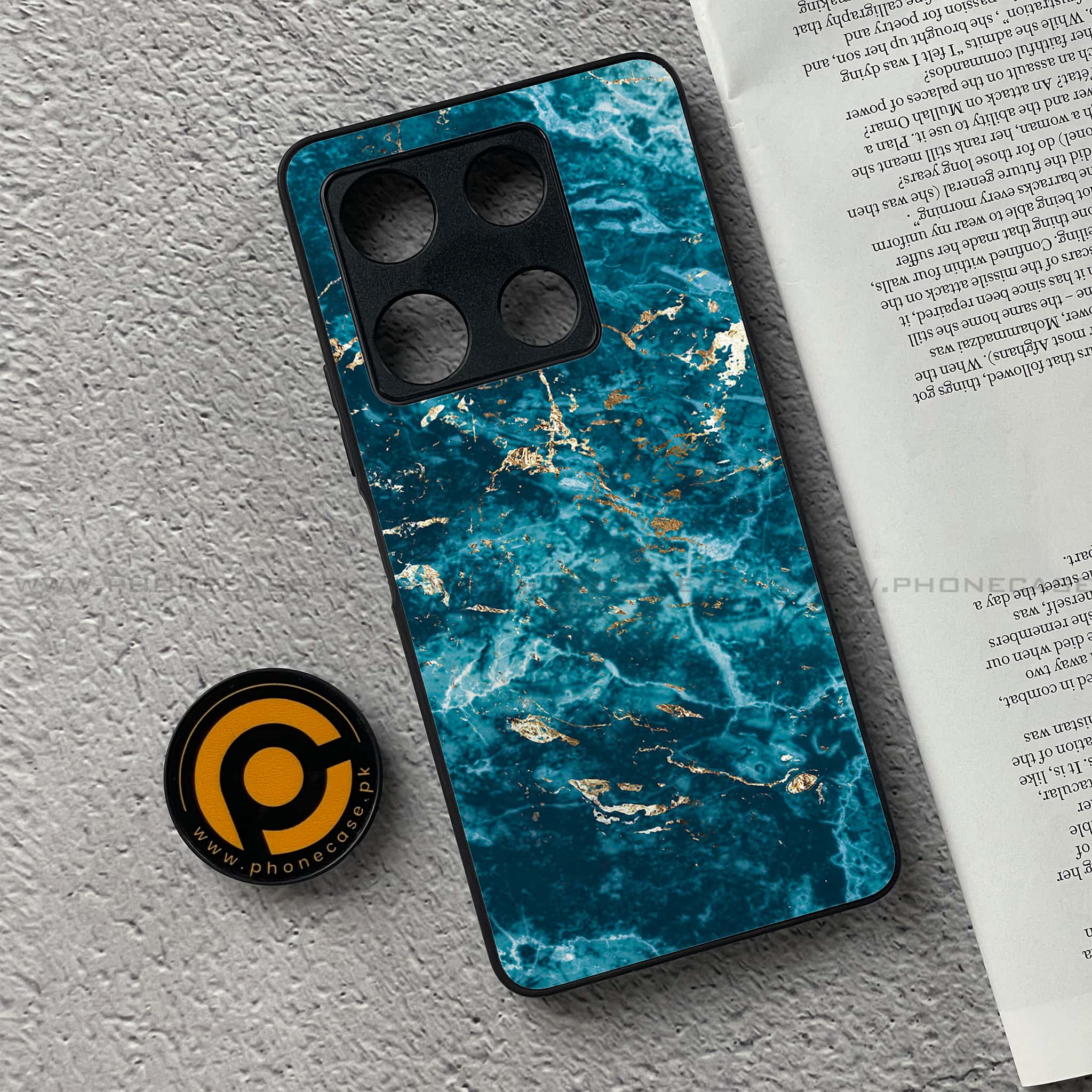 Infinix Note 30 Pro - Blue Marble Series V 2.0 - Premium Metal Printed soft Bumper shock Proof Case