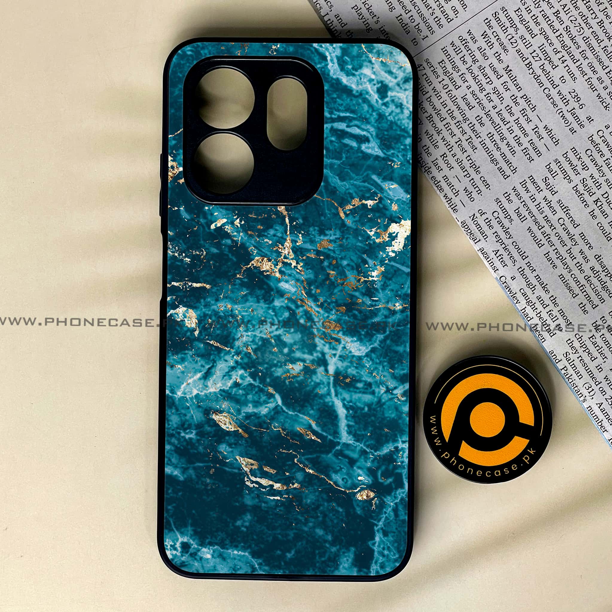 Infinix Smart 9 HD - Blue Marble 2.0 Series - Premium Metal Printed soft Bumper shock Proof Case