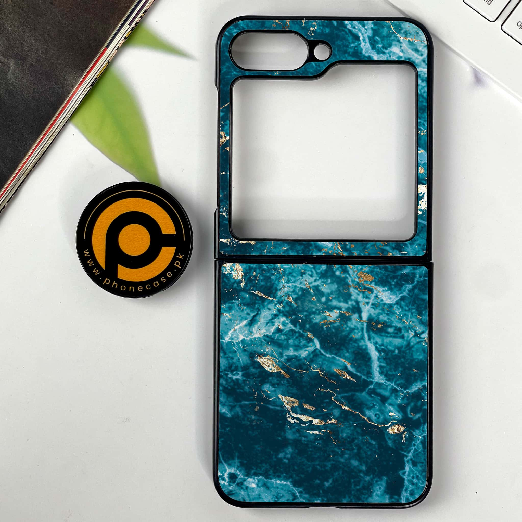 Galaxy Z Flip 6 - Blue Marble 2.0 Series - Premium Printed Glass soft Bumper shock Proof Case