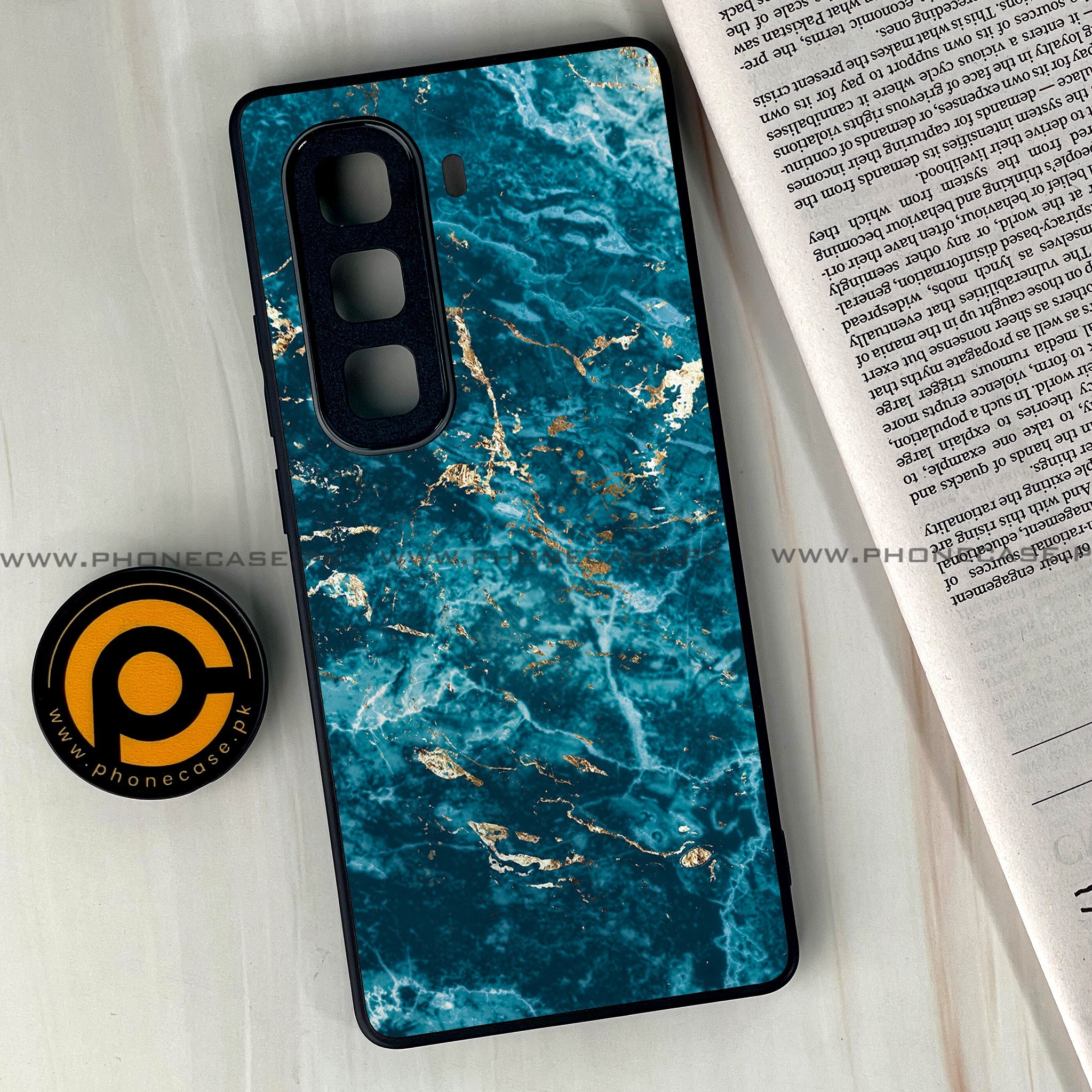 Infinix Hot 60 Pro Plus - Blue Marble 2.0 Series - Premium Metal Printed soft Bumper shock Proof Case