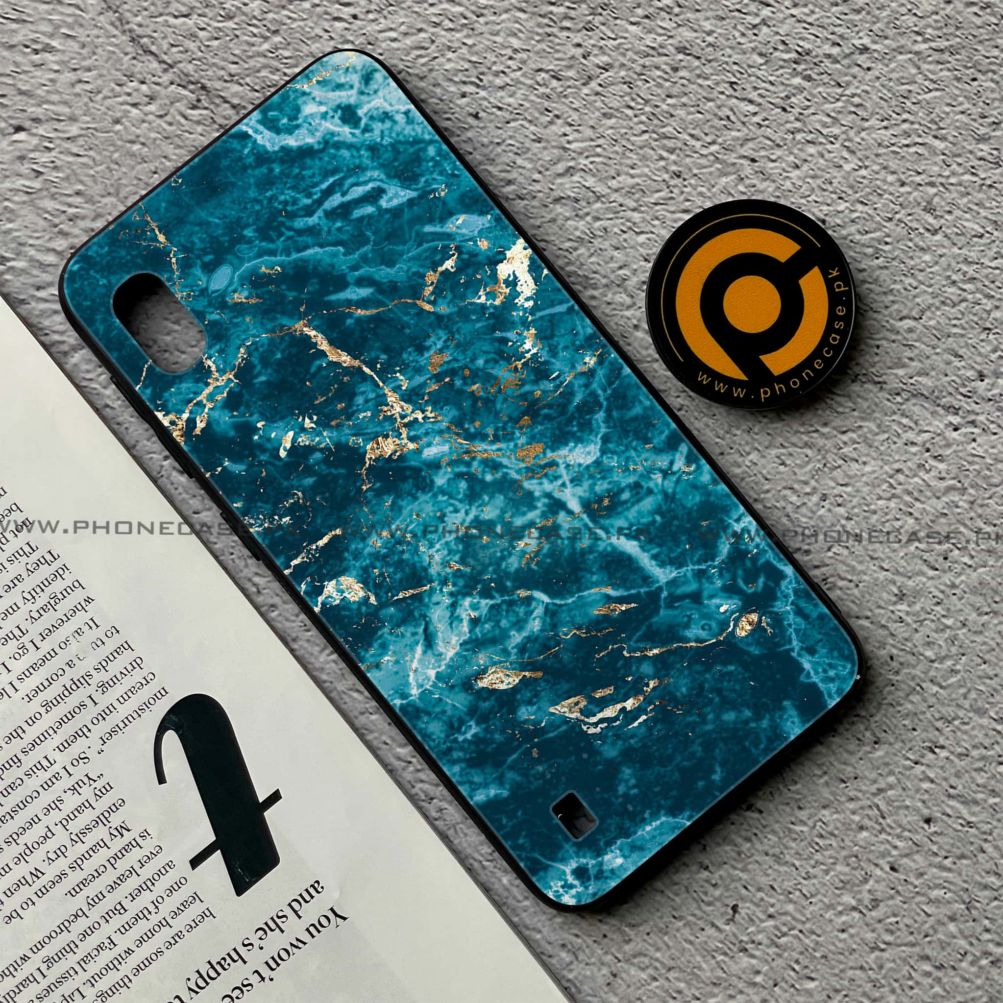 Samsung Galaxy A10 - Blue Marble Series V 2.0 - Premium Printed Glass soft Bumper shock Proof Case