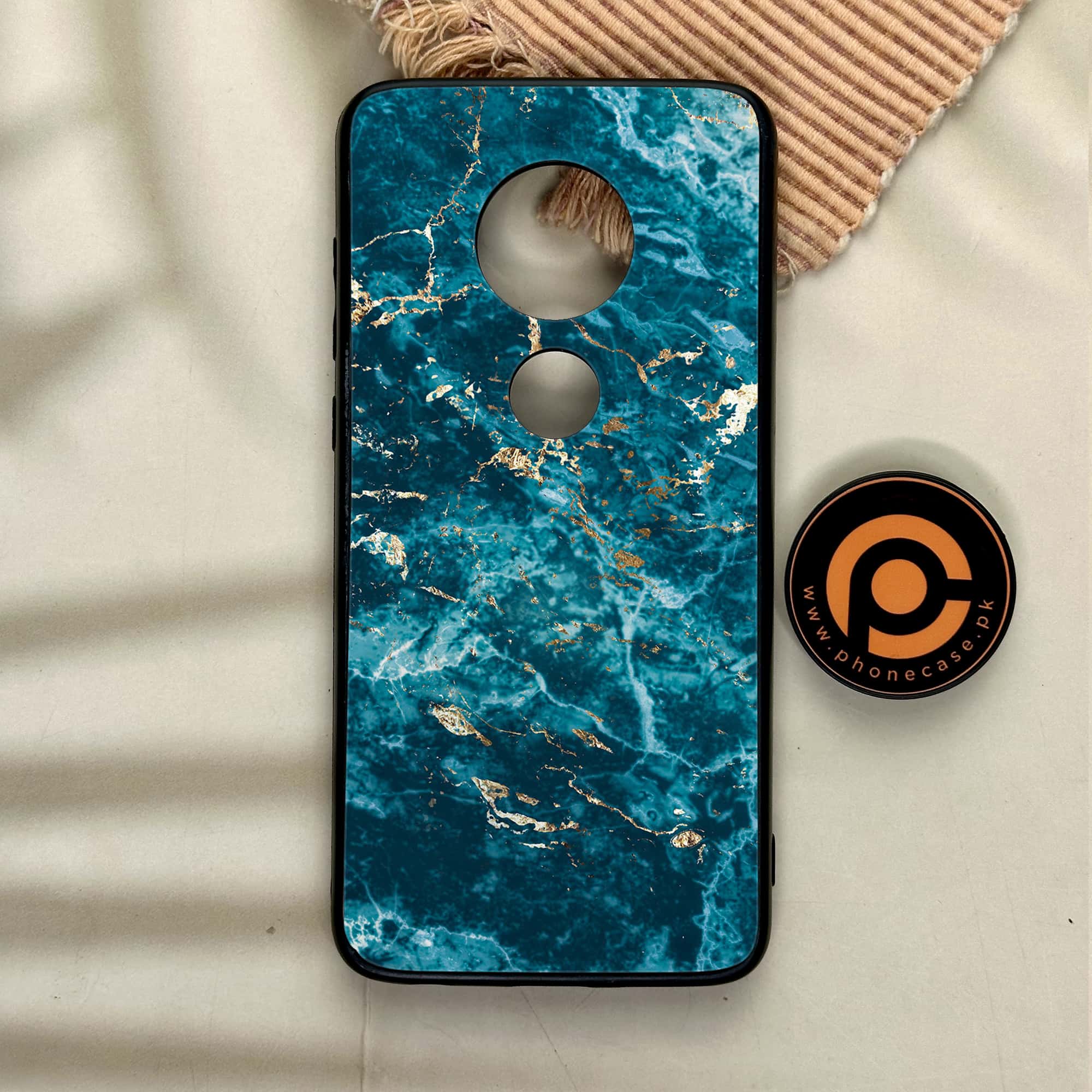Moto G7 - Blue Marble 2.0 Series - Premium Printed Glass soft Bumper shock Proof Case