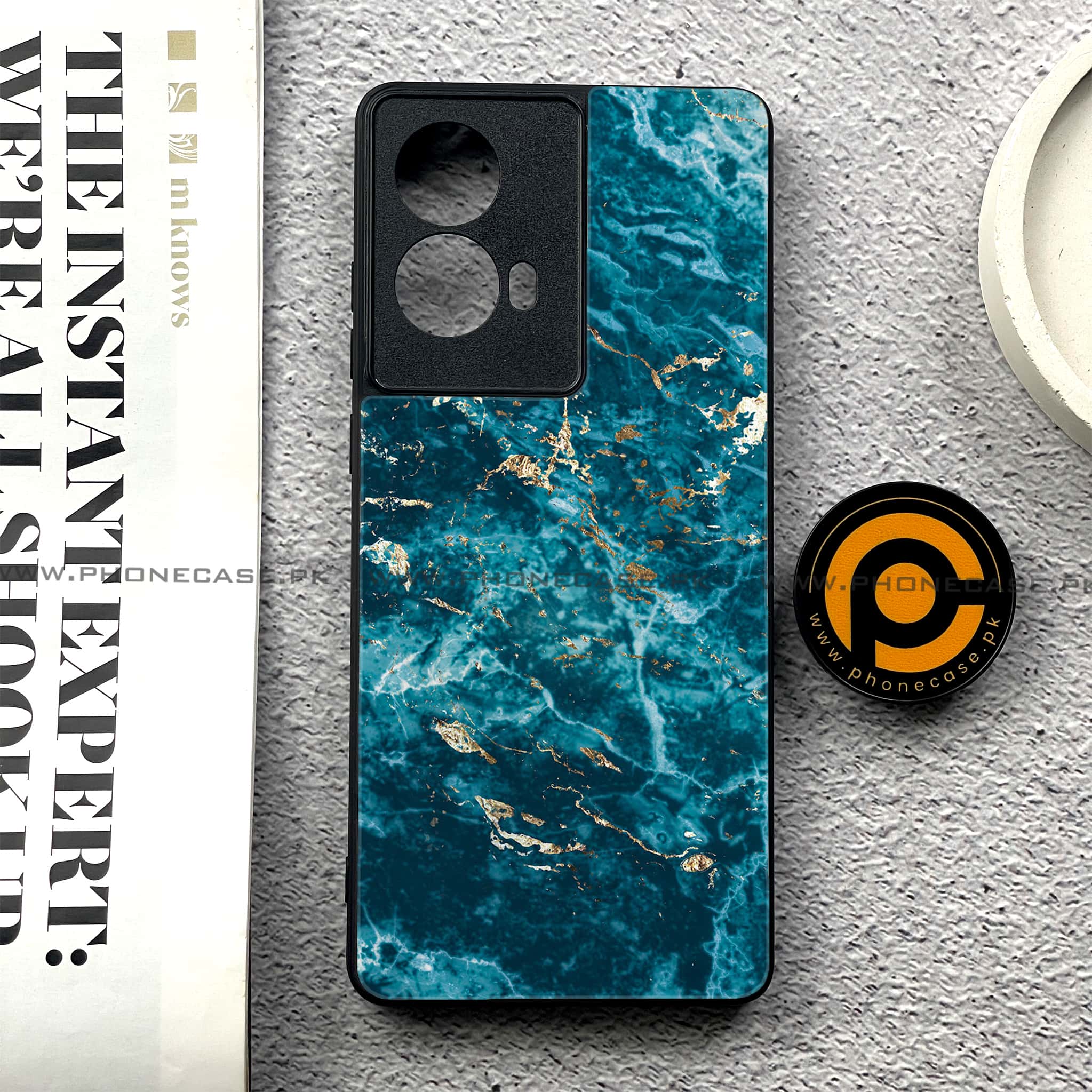 Moto G85 - Blue Marble 2.0 Series - Premium Printed Glass soft Bumper shock Proof Case